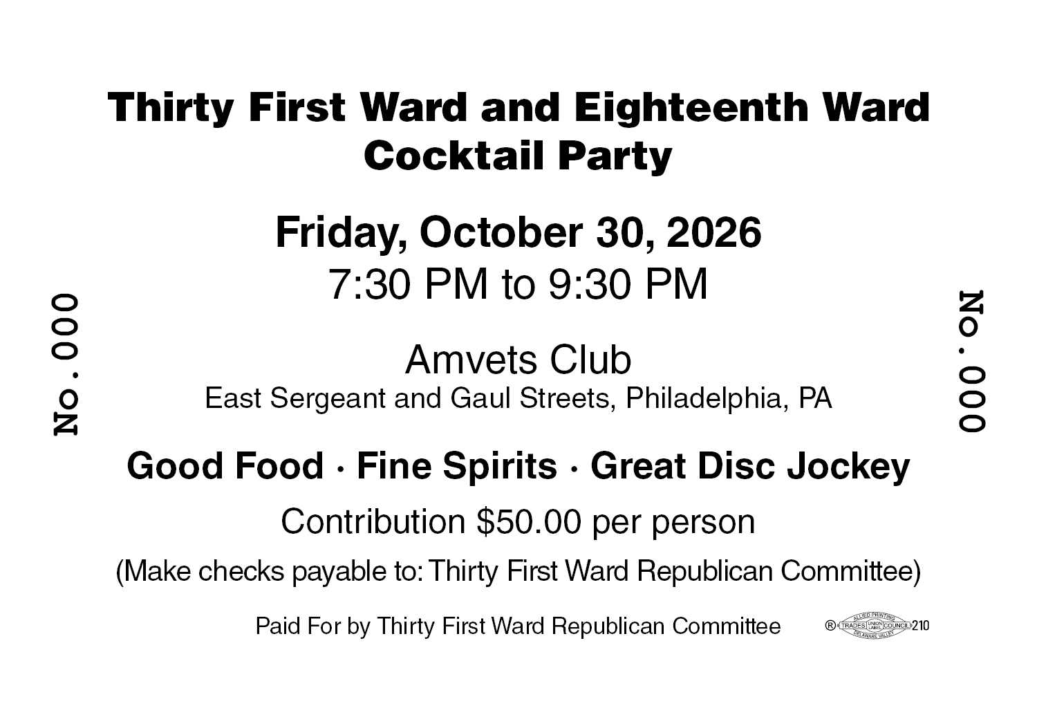 31st Ward Cocktail Party