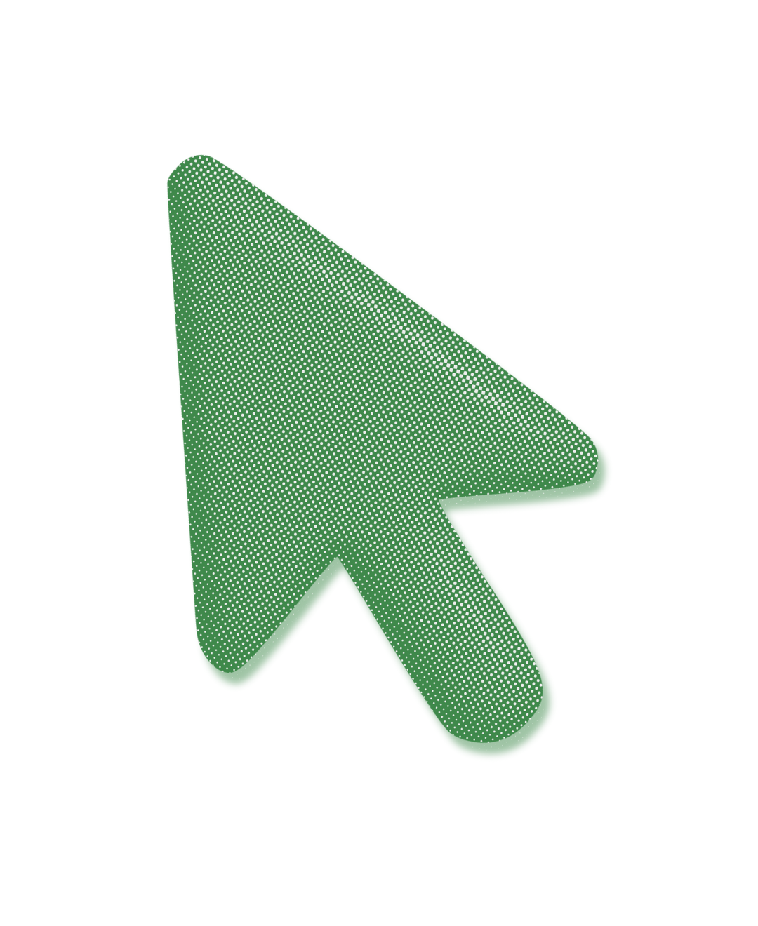 Green arrow-shaped cursor icon on black background