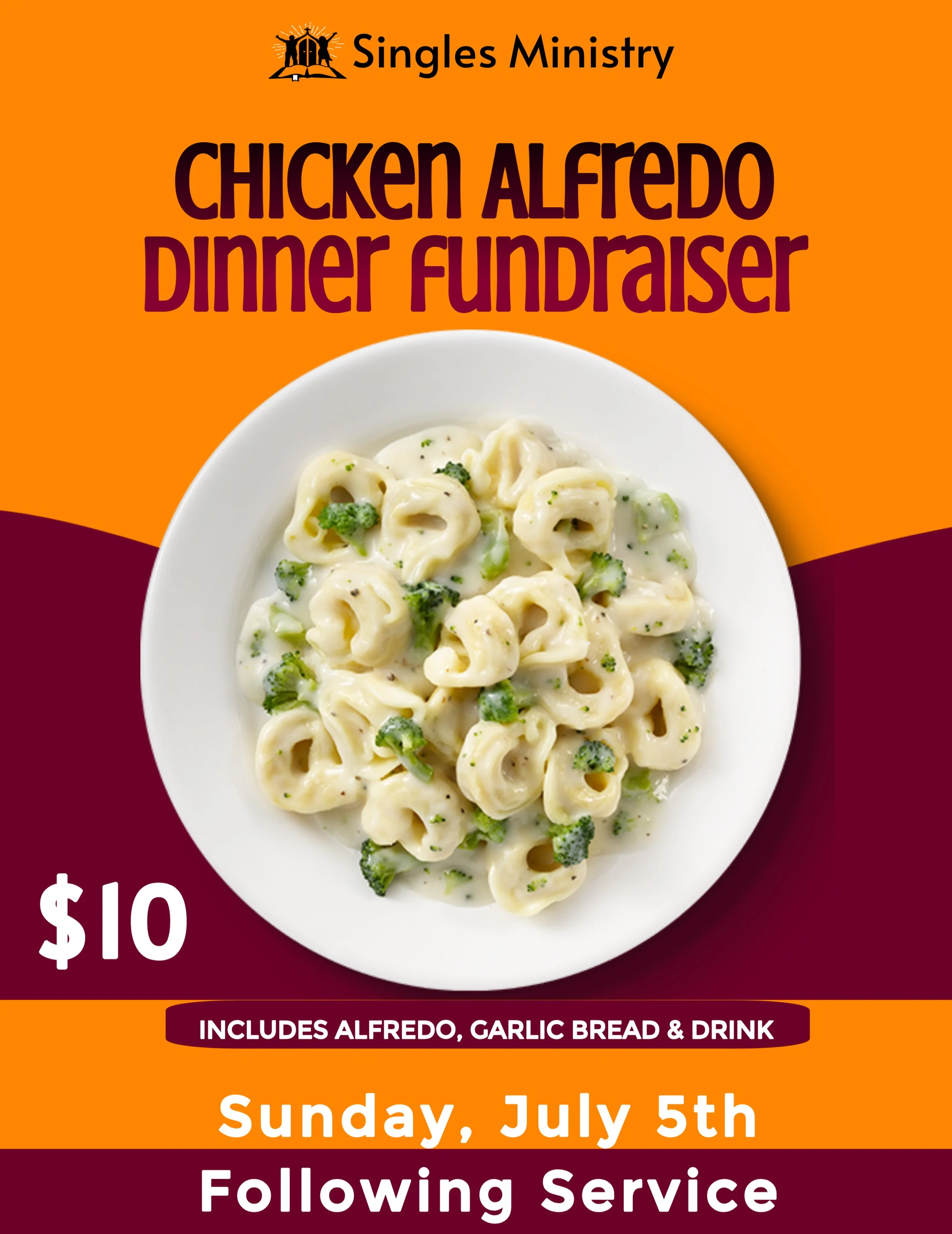 July 5 Singles Chicken Alfredo Fundraiser.jpg