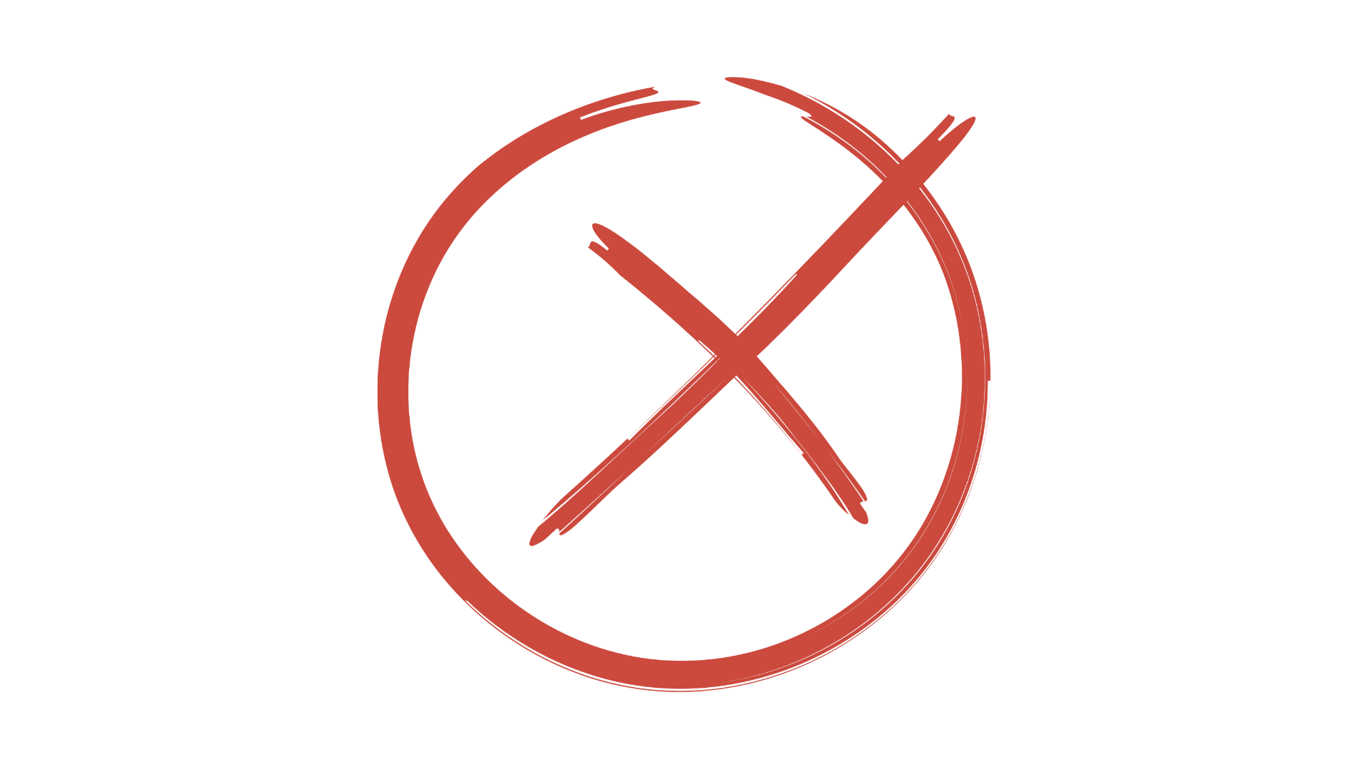 A red circle with a diagonal line through it, representing a prohibition or 'no' symbol, over a black background.