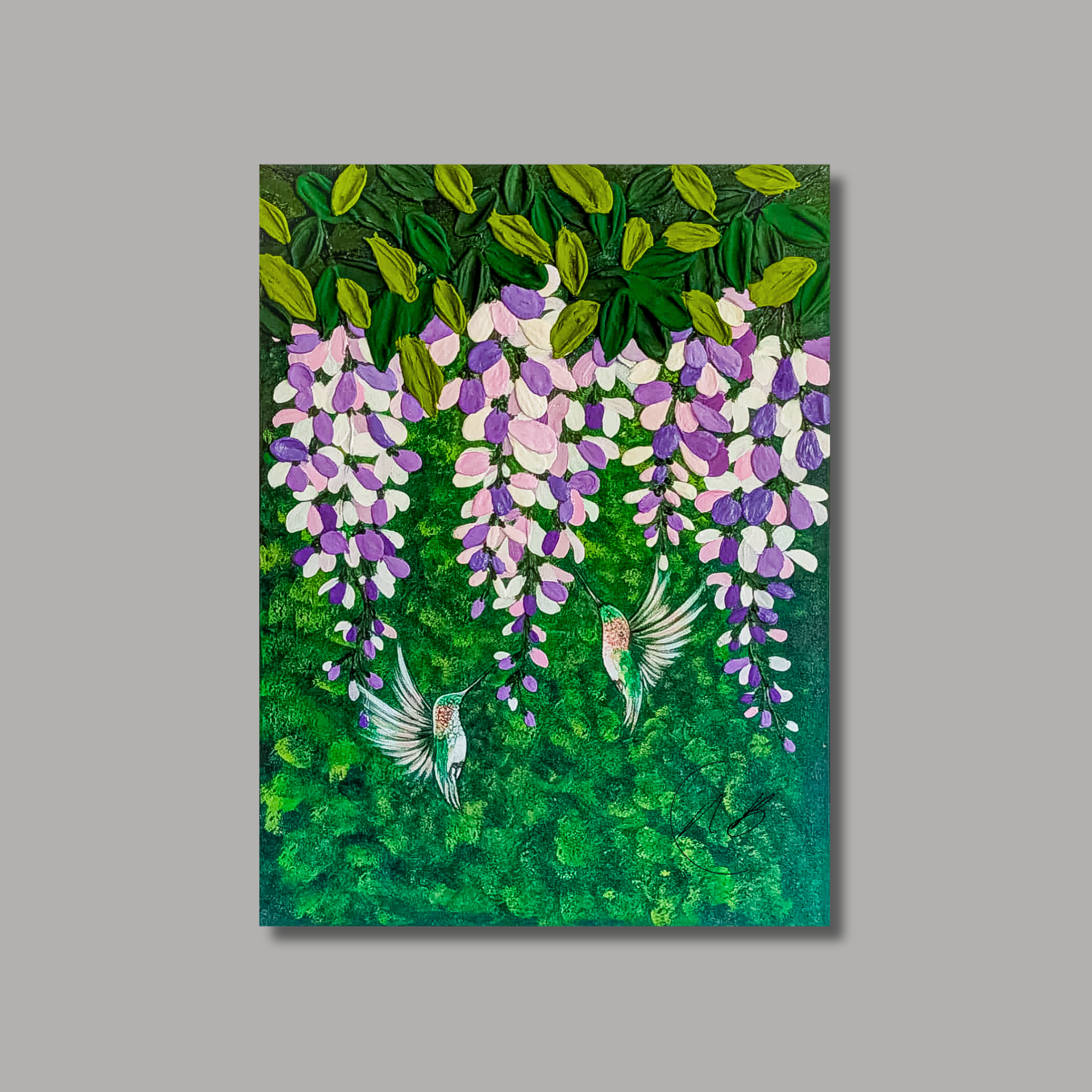 Wisteria with Hummingbird Birds