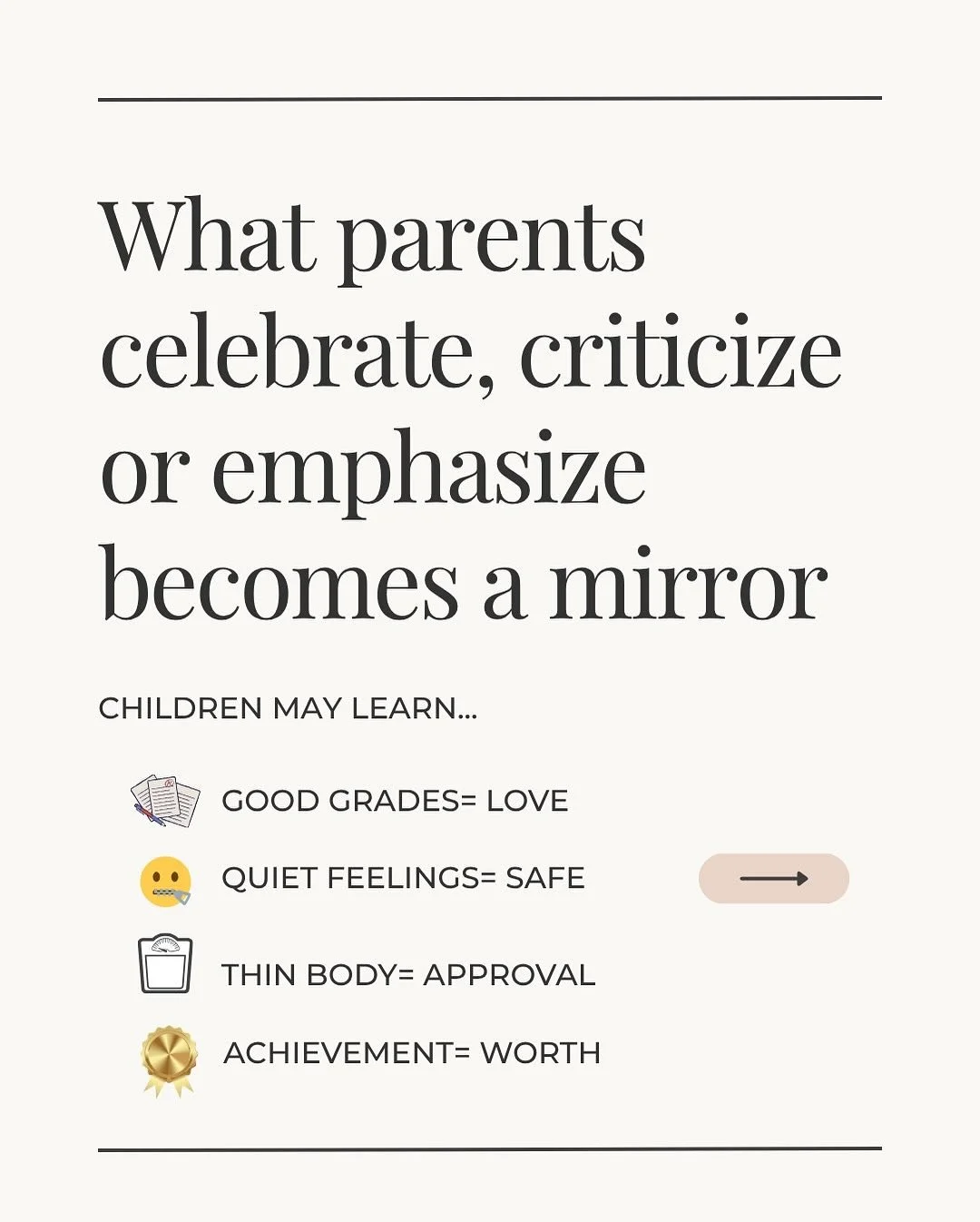 What parents model, praise, and prioritize shapes their children&rsquo;s sense of self. 
Children are wired for love and belonging, so they naturally adapt to whatever makes that connection feel most secure. If they learn that being perfect, pleasing