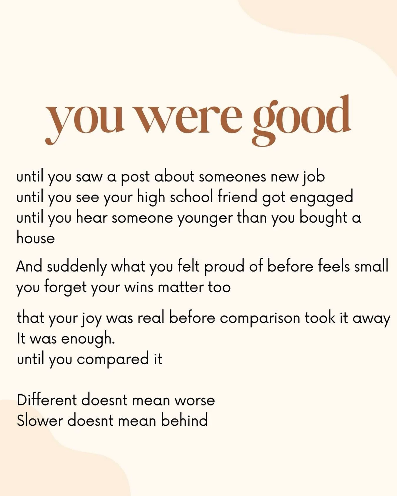 What they mean when they say comparison is the thief of joy 

#mentalhealth #mentalhealthawareness #nyctherapy #comparisonisthethiefofjoy #comparisontrap 
Inspired by @poetic._whispers_