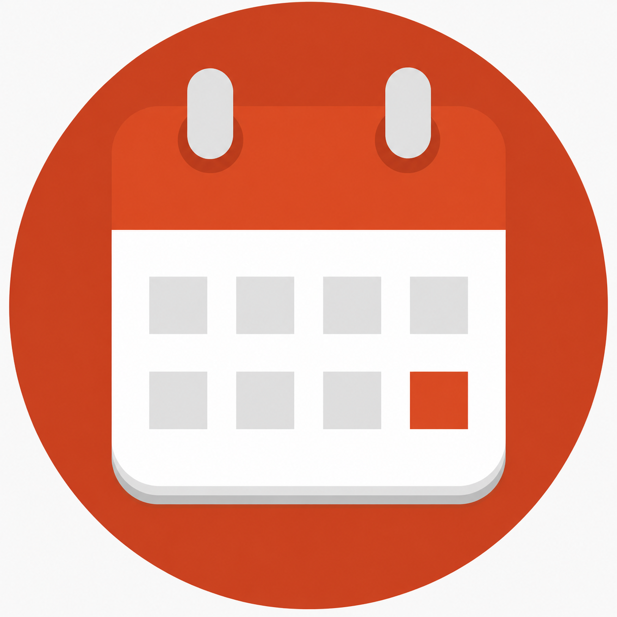 Calendar icon with a red top border and a red square on one date