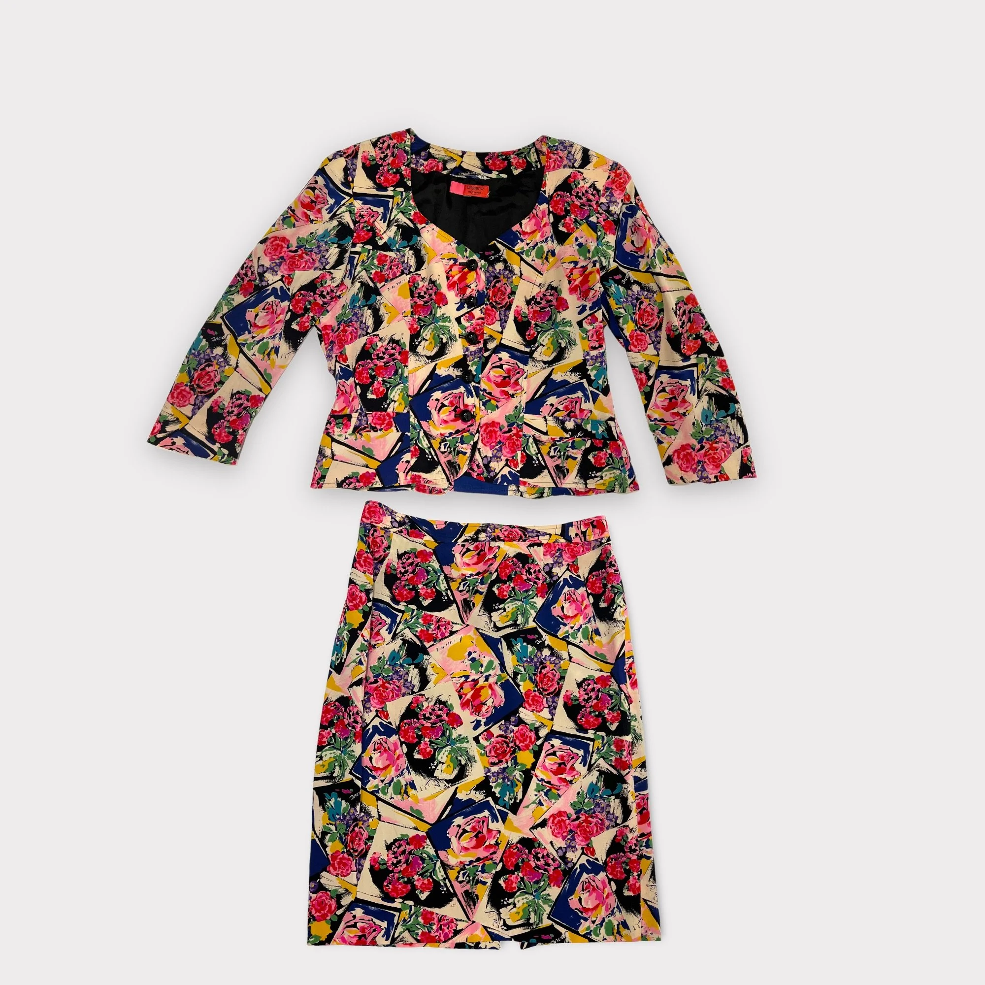 Vintage 1990s Emmanuel Ungaro Floral Skirt Suit
