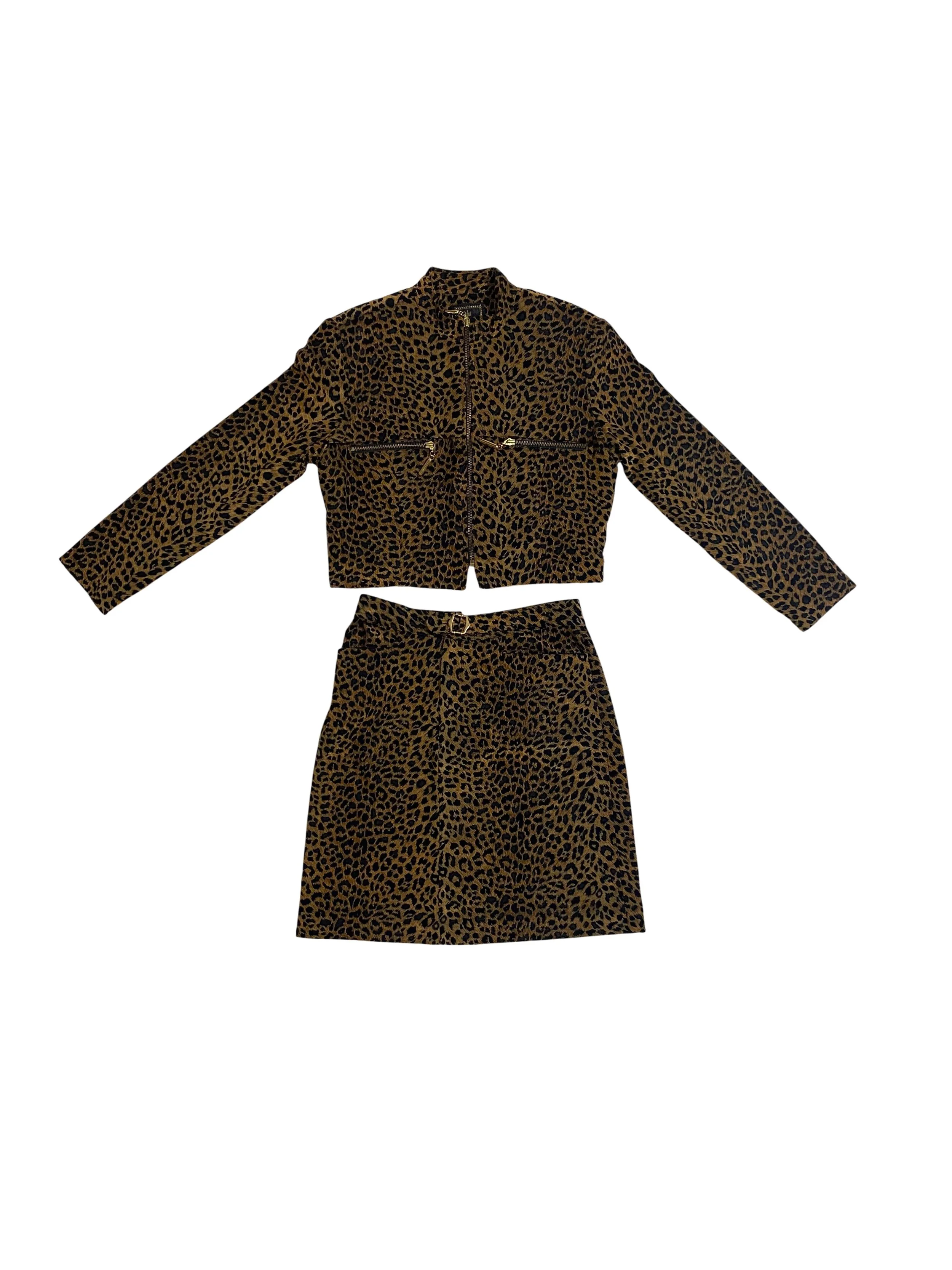 Vintage 1990s Leopard Skirt Set