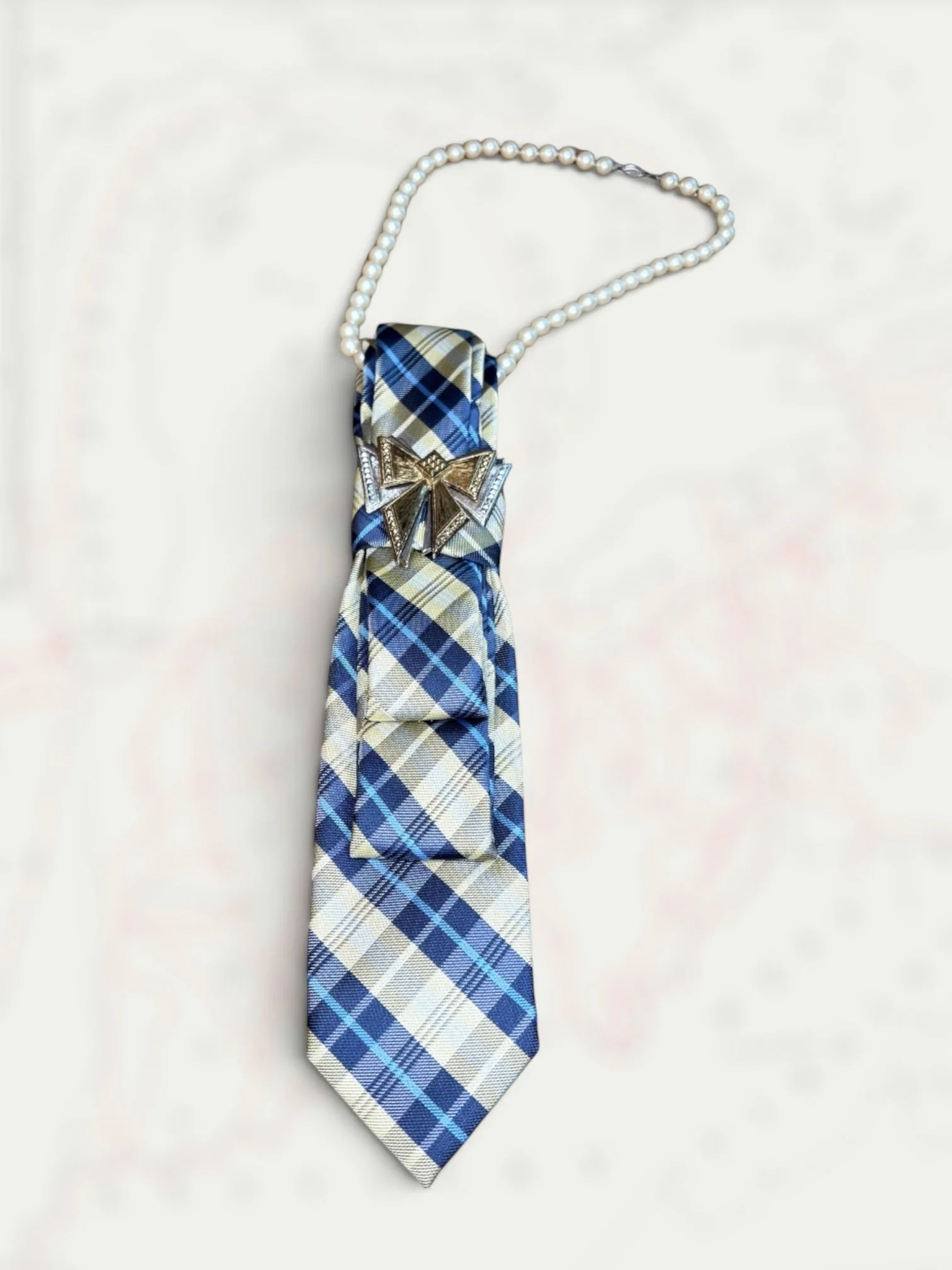 Skinny Plaid Chaps Necklace Tie