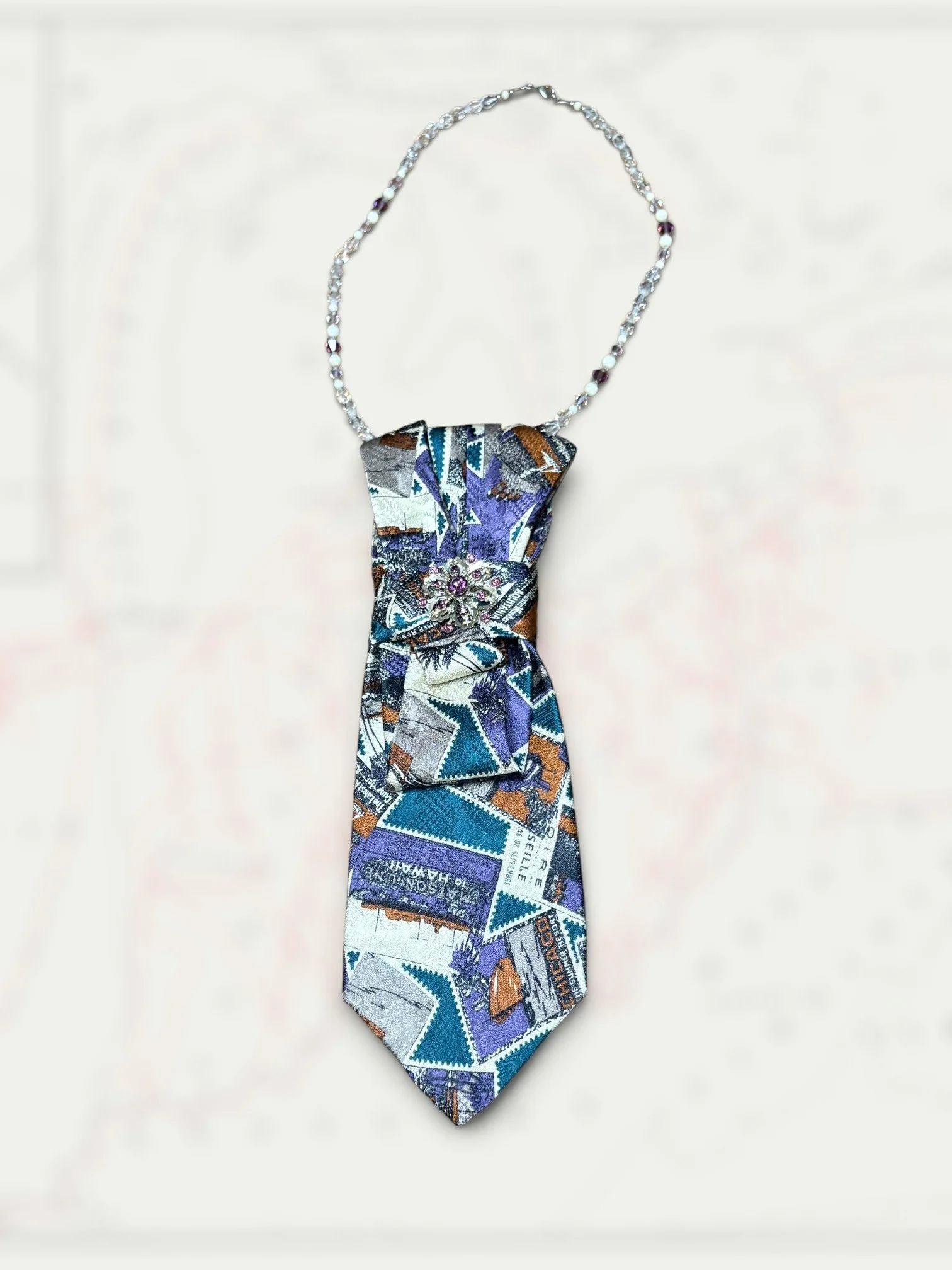 VTG Postage Stamp Tie Necklace