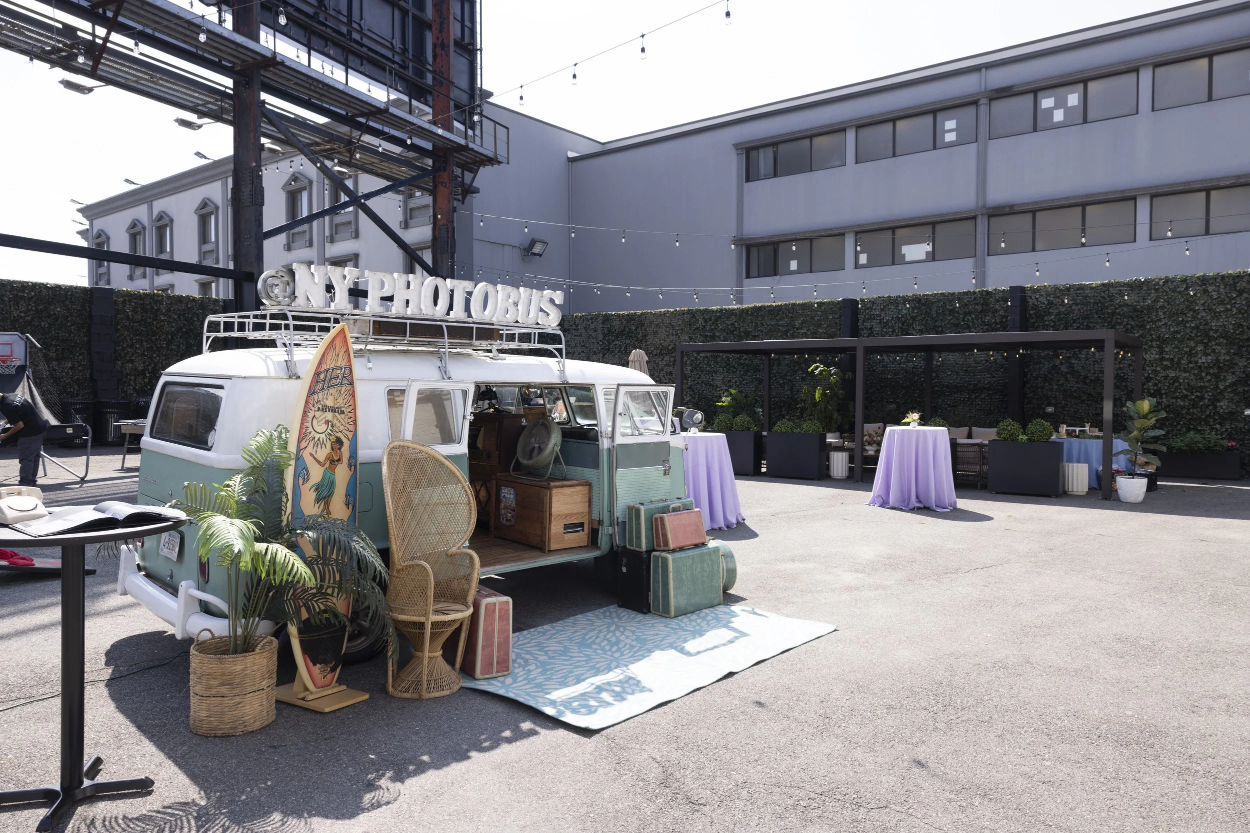 Photobus set up in the courtyard for guests