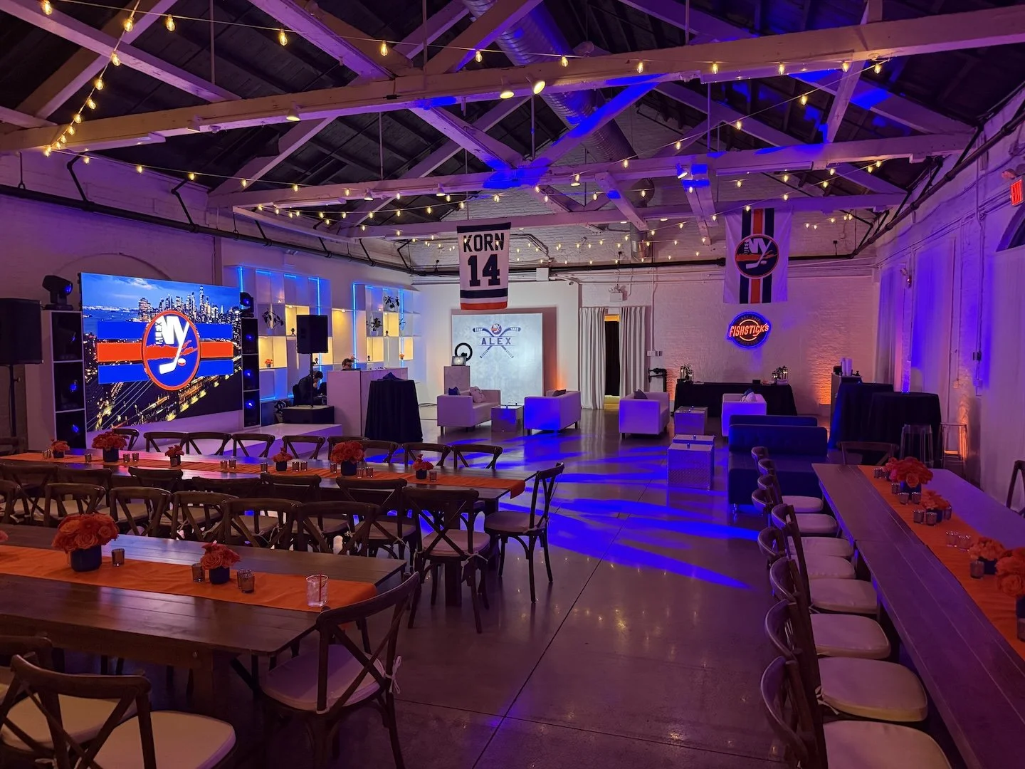 Main room set up for a Bar Mitzvah