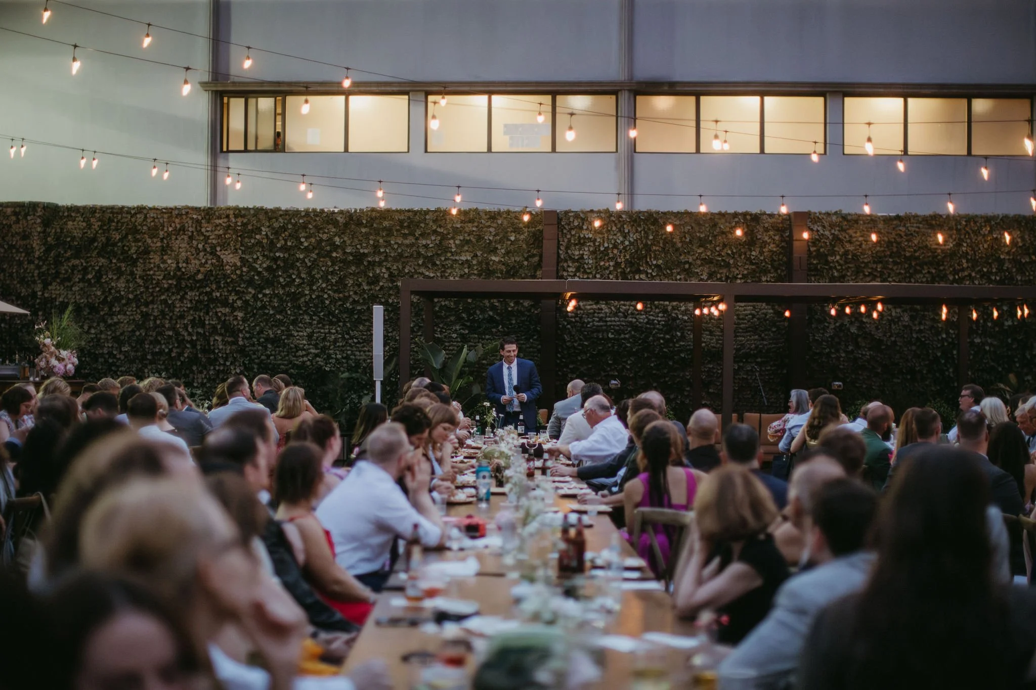 Best man speech in front of wedding guests.
