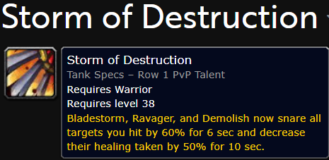 Storm of destruction is a pvp talent in World of warcraft: Midnight, description sais what it does