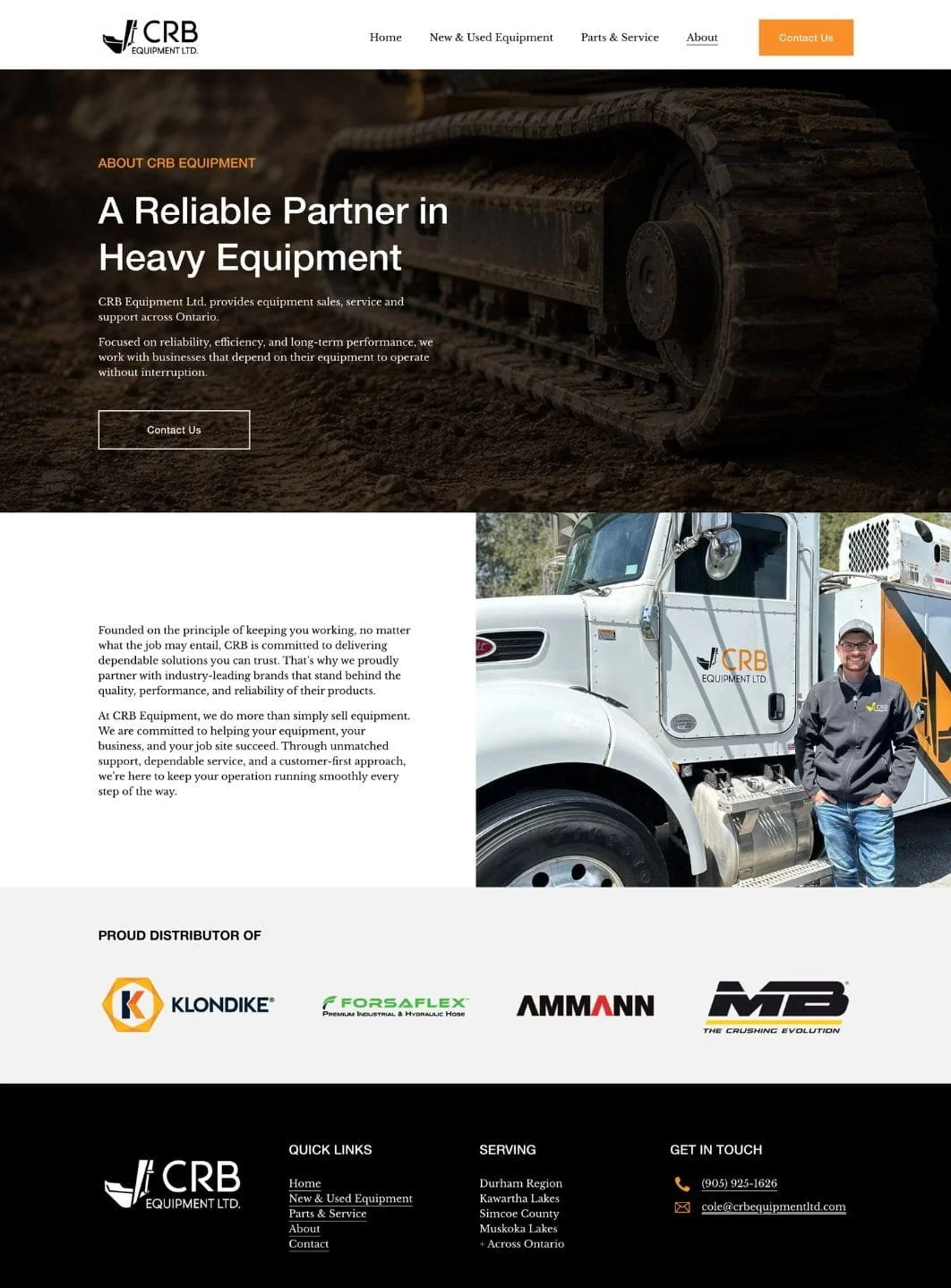 CRB Equipment Ltd Website Portfolio