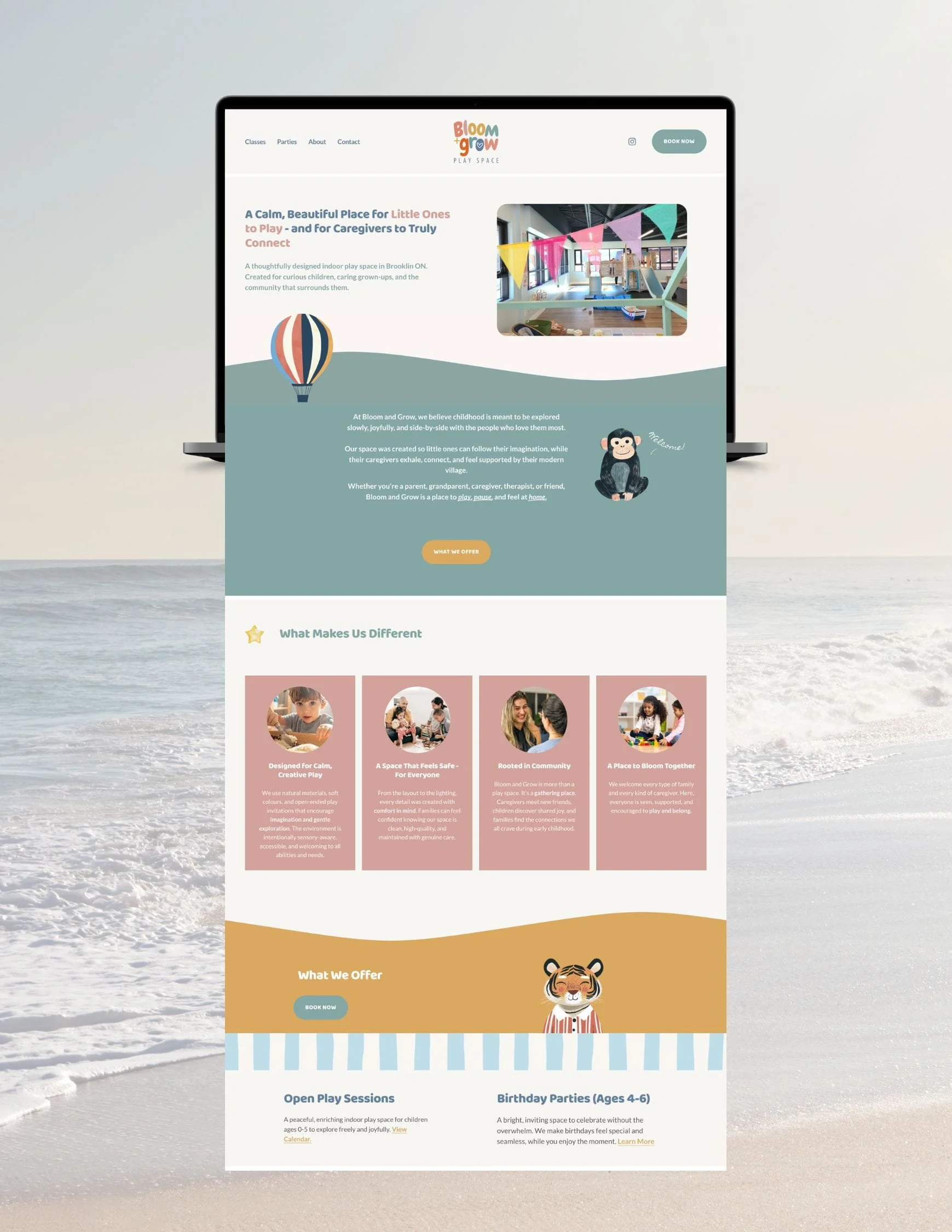Homepage layout example for small business website design