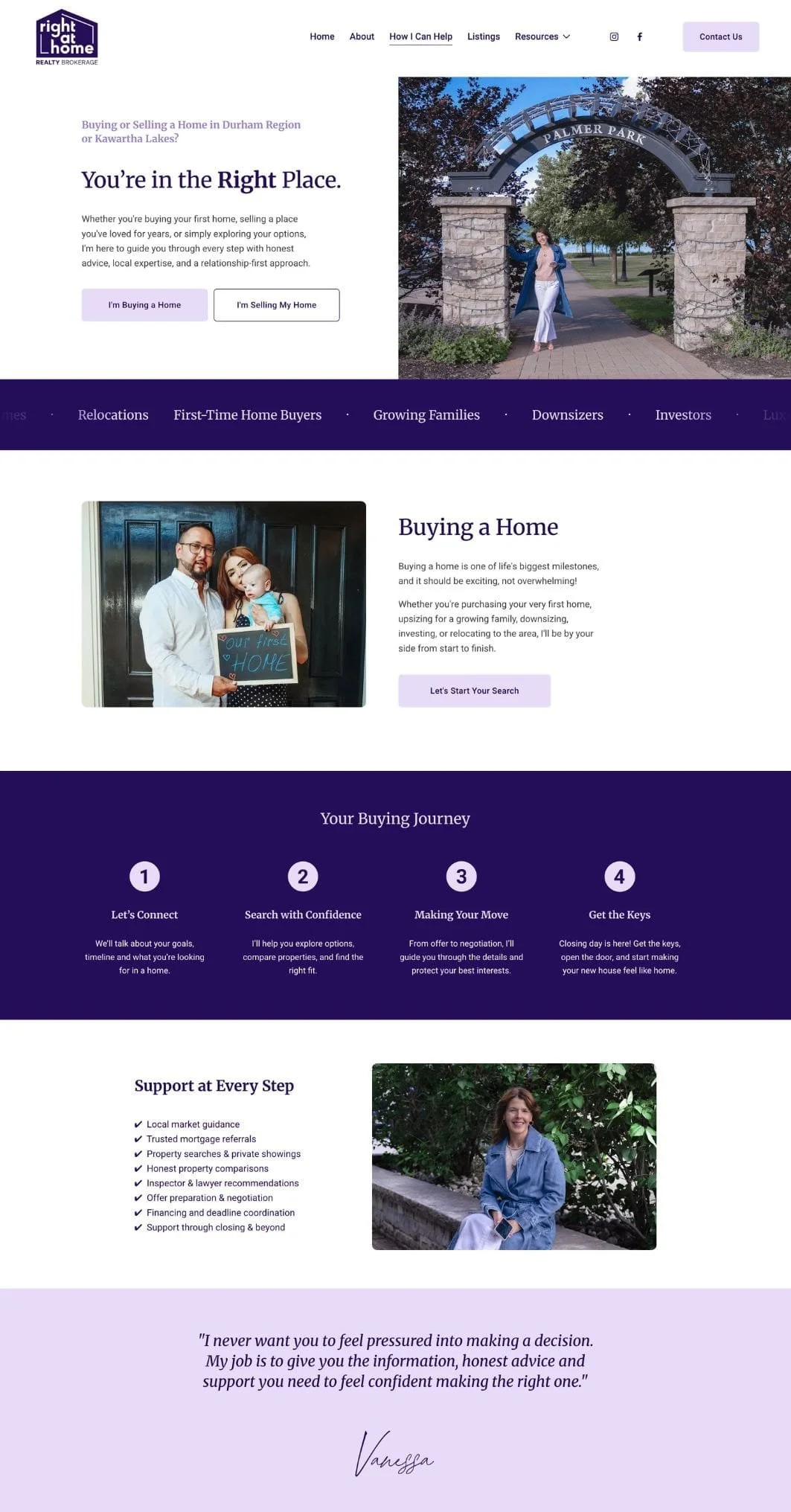 Vanessa Right at Home Realty Website Portfolio