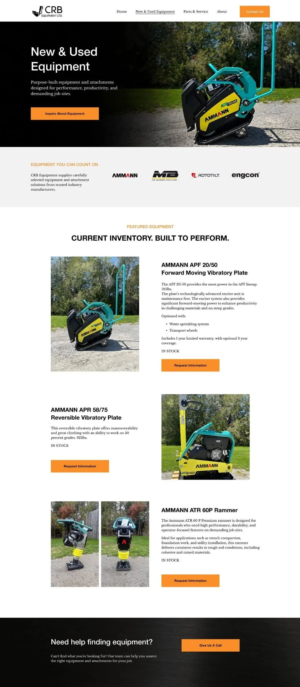 CRB Equipment Ltd Website Portfolio