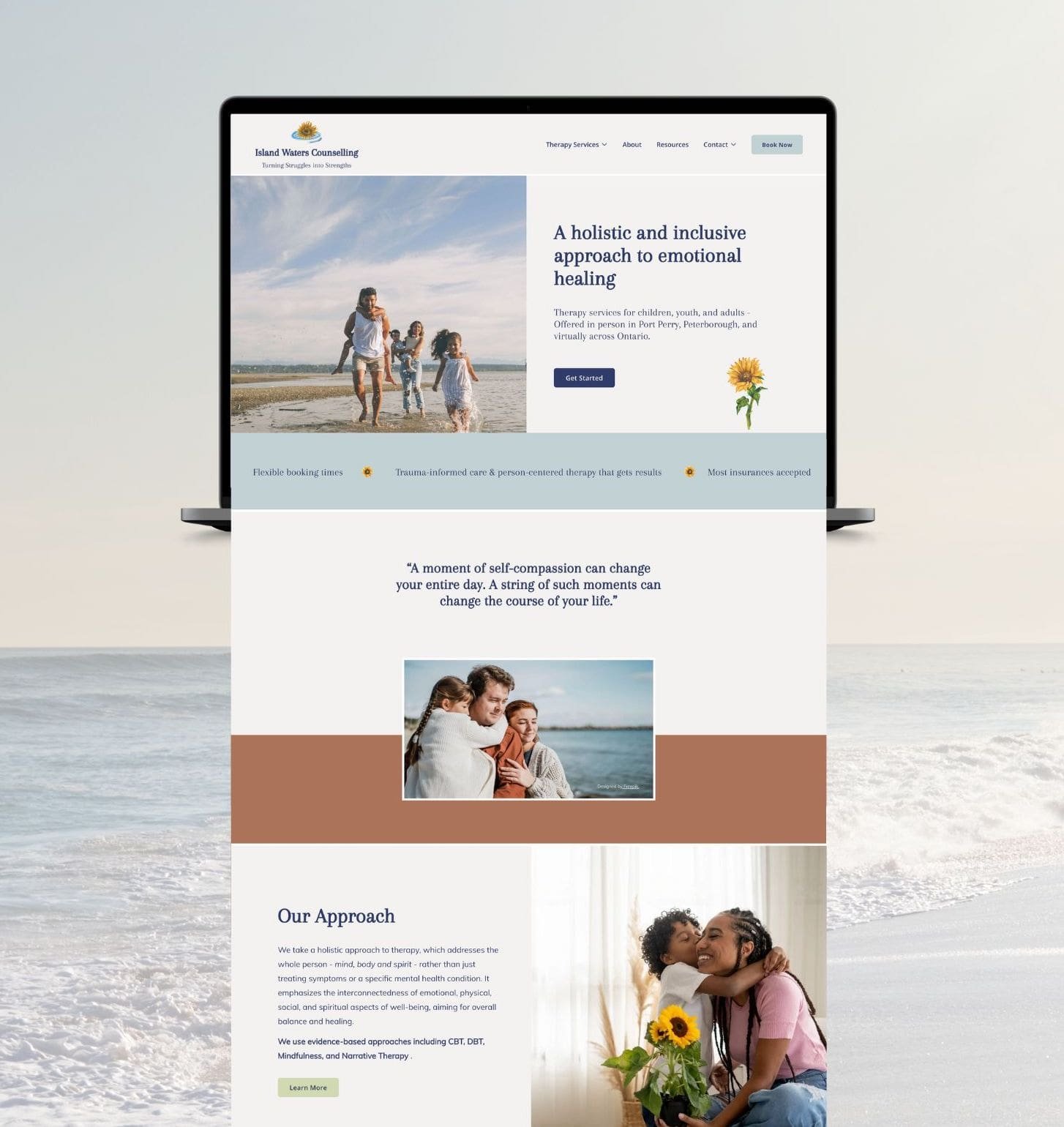 Homepage layout example for small business website design
