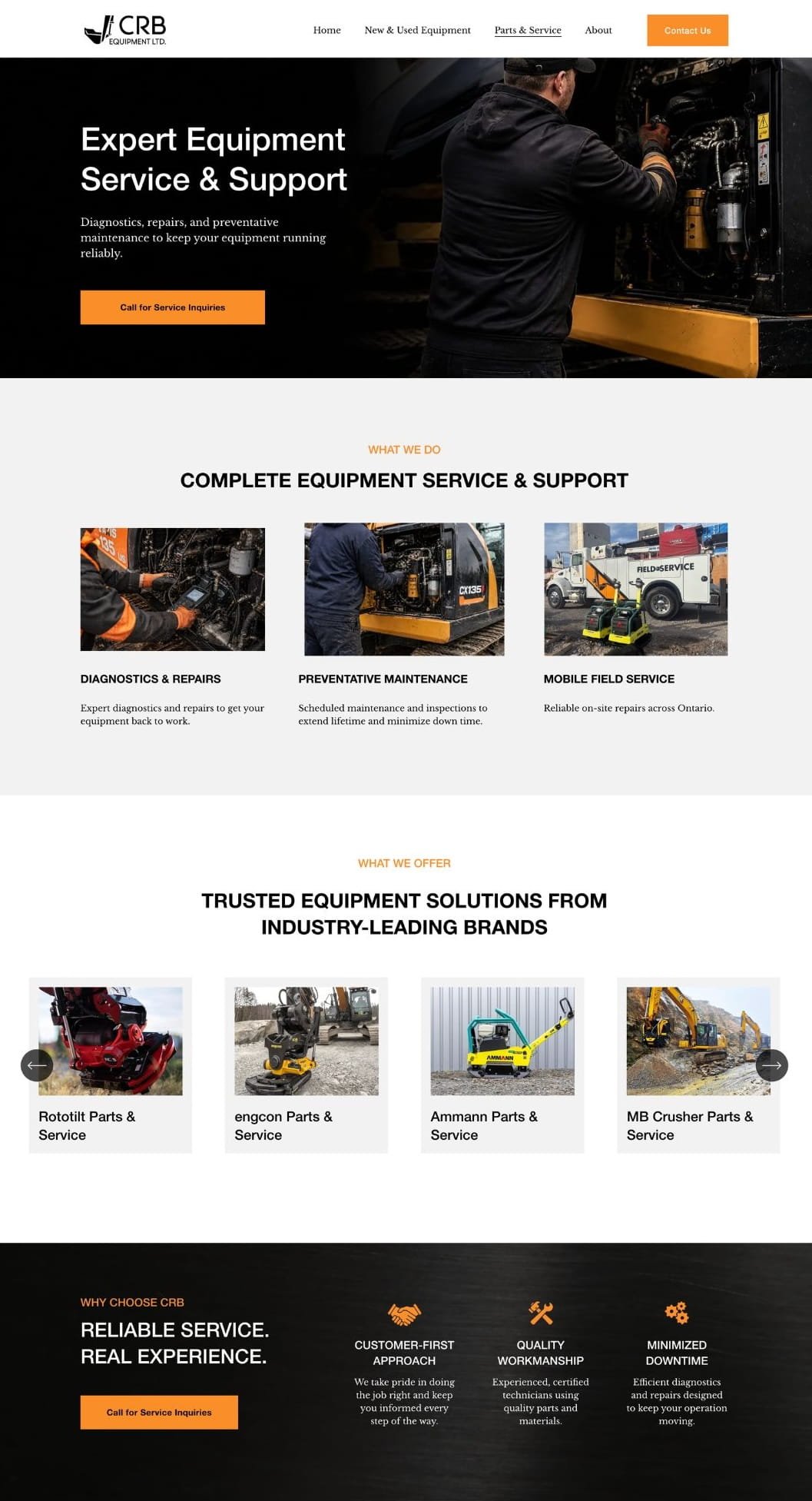CRB Equipment Ltd Website Portfolio