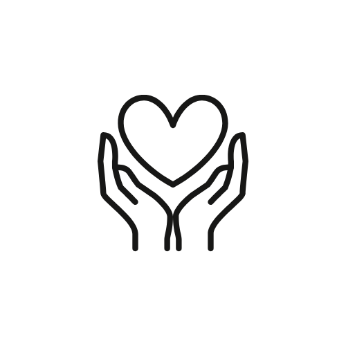 Hands holding a heart icon