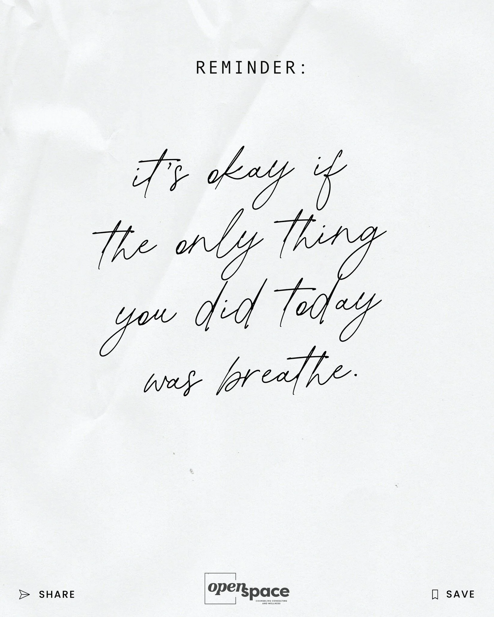 Daily reminder that you're not behind. You're not lazy. You're not failing.

Sometimes just getting through the day is an act of courage. That's real work. That's enough. 🤍

#mentalhealthcare #mentalhealthmatters #lgbtqia #therapyinpa #openspaceccw