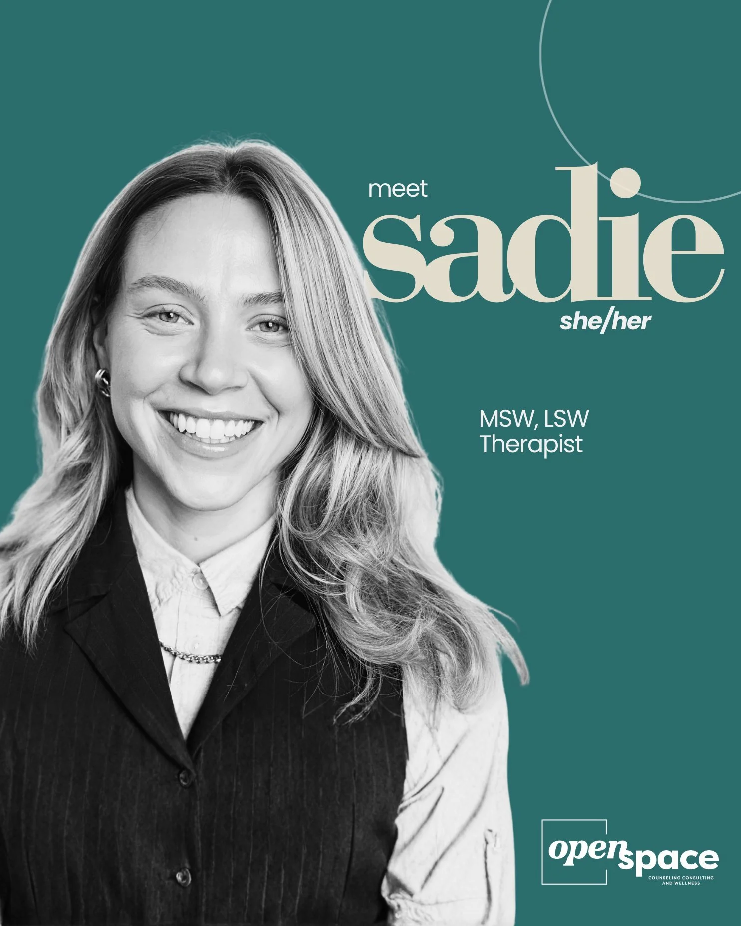 ✨ 𝗧𝗛𝗘𝗥𝗔𝗣𝗜𝗦𝗧 𝗦𝗣𝗢𝗧𝗟𝗜𝗚𝗛𝗧 ✨

🏳️&zwj;🌈 Meet 𝗦𝗮𝗱𝗶𝗲 (𝘀𝗵𝗲/𝗵𝗲𝗿), one of our incredible, affirming Therapists here at Open Space! 🏳️&zwj;⚧️

➡  Sadie sees kids/teens (ages 6+) as well as adults.

➡  She's able to accept: Aetna, 