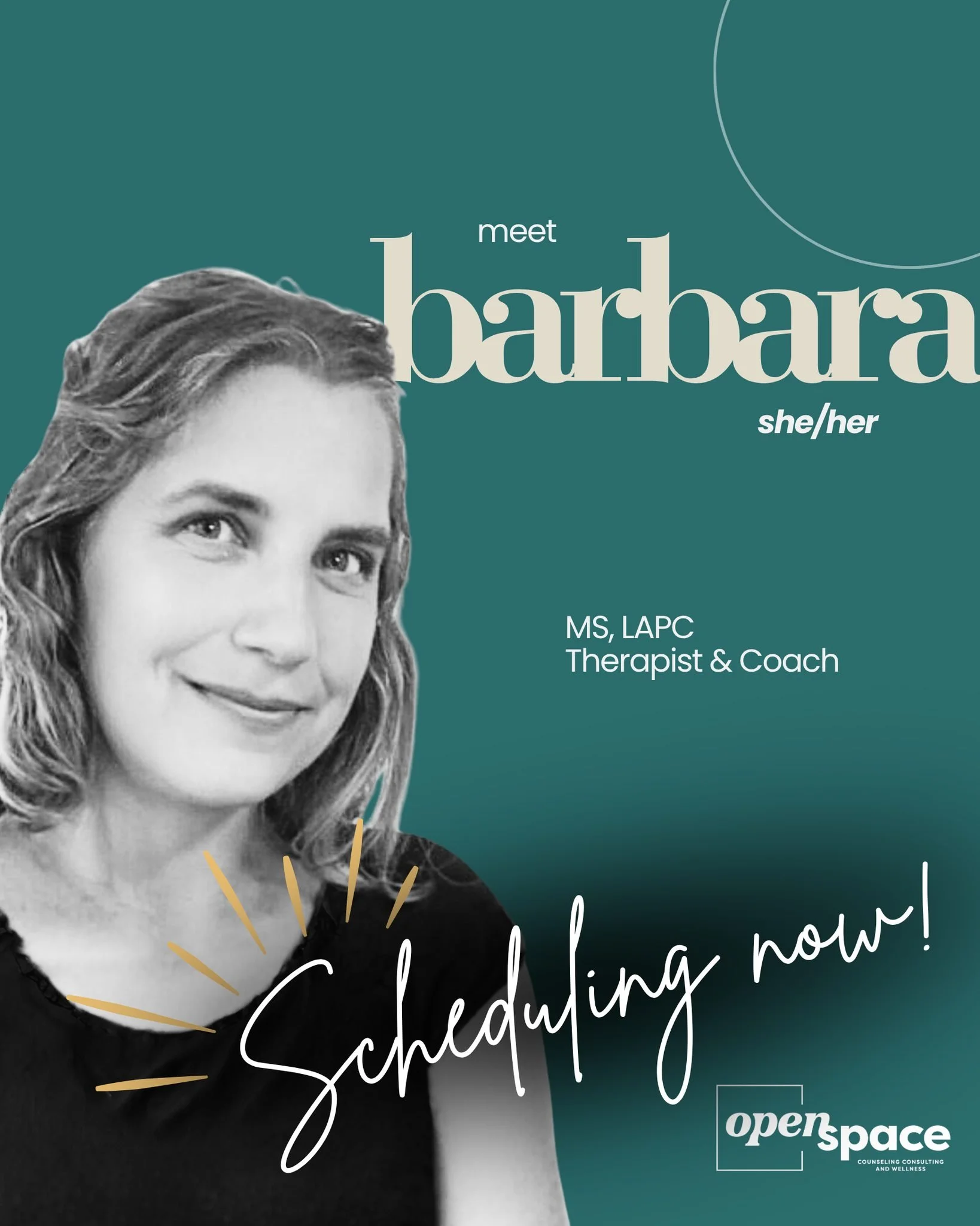 ✨ 𝐁𝐚𝐫𝐛𝐚𝐫𝐚 (she/her) is 𝐬𝐜𝐡𝐞𝐝𝐮𝐥𝐢𝐧𝐠 𝐍𝐎𝐖 for new clients to begin March 30th! 

She is keeping her caseload small, so get on her schedule while you can!

𝐁𝐚𝐫𝐛𝐚𝐫𝐚 𝐢𝐬 𝐚𝐯𝐚𝐢𝐥𝐚𝐛𝐥𝐞 𝐟𝐨𝐫 𝐬𝐞𝐬𝐬𝐢𝐨𝐧𝐬:
👉 Monday throu