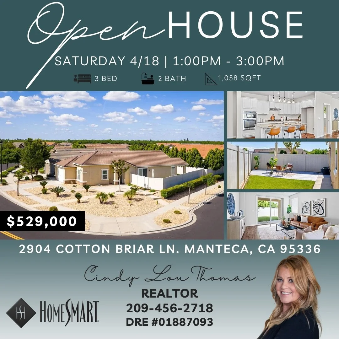 ✨ OPEN HOUSE ✨

Tomorrow | Saturday 4/18 | 1&ndash;3 PM

Come tour this beautiful home in Manteca&rsquo;s sought-after Del Webb 55+ community! Built in 2016, this well-maintained home sits on a spacious corner lot and offers a bright, open layout wit