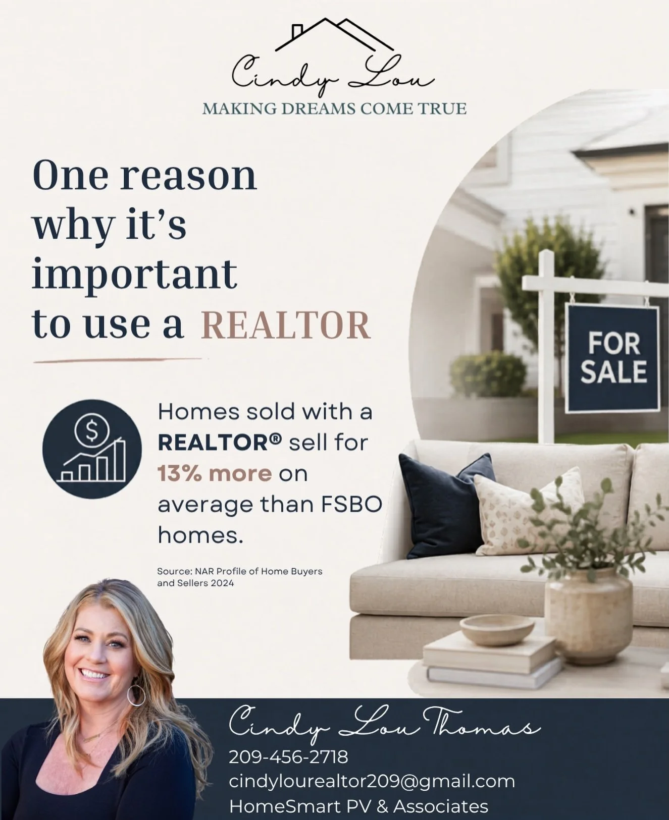 Buying or selling a home is one of the biggest financial decisions you&rsquo;ll make, having the right REALTOR&reg; matters. 🏡

Did you know homes sold with a REALTOR&reg; average higher sale prices than For Sale By Owner homes? From pricing strateg