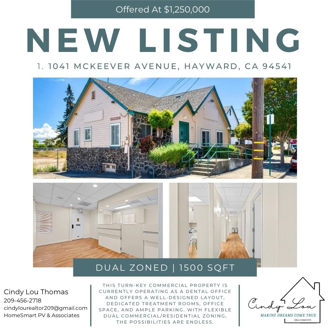 🏢 New Commercial Listing in Hayward! 🏢

Opportunity is knocking at 1041 McKeever Avenue! This turn-key commercial property is currently operating as a dental office and features a functional layout, dedicated treatment rooms, office space, and flex