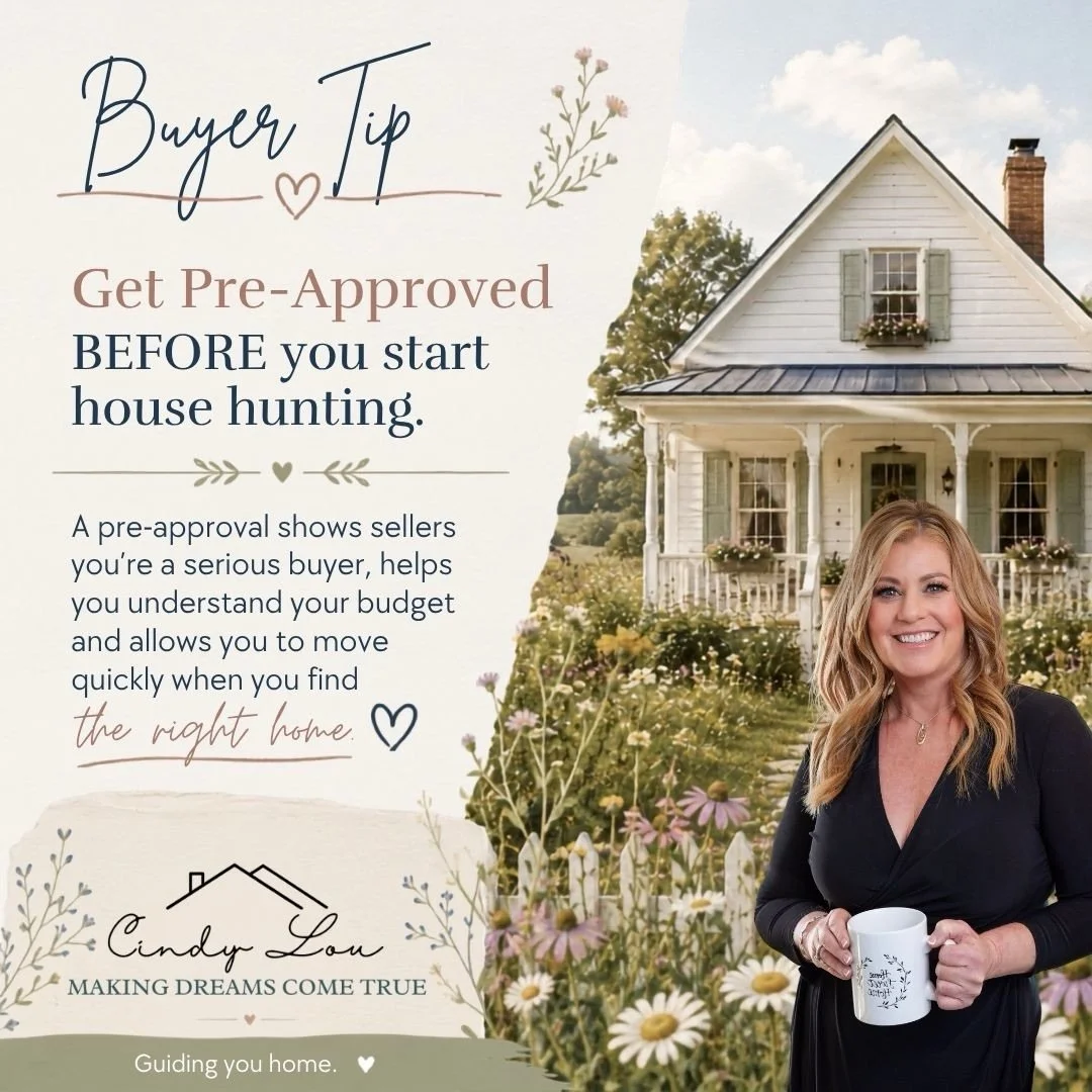 🌼 Buyer Tip Tuesday 🌼
One of the biggest mistakes I see buyers make is falling in love with homes before knowing their budget.
Getting pre-approved first helps you shop with confidence, strengthens your offer, and gives you a clear picture of what 