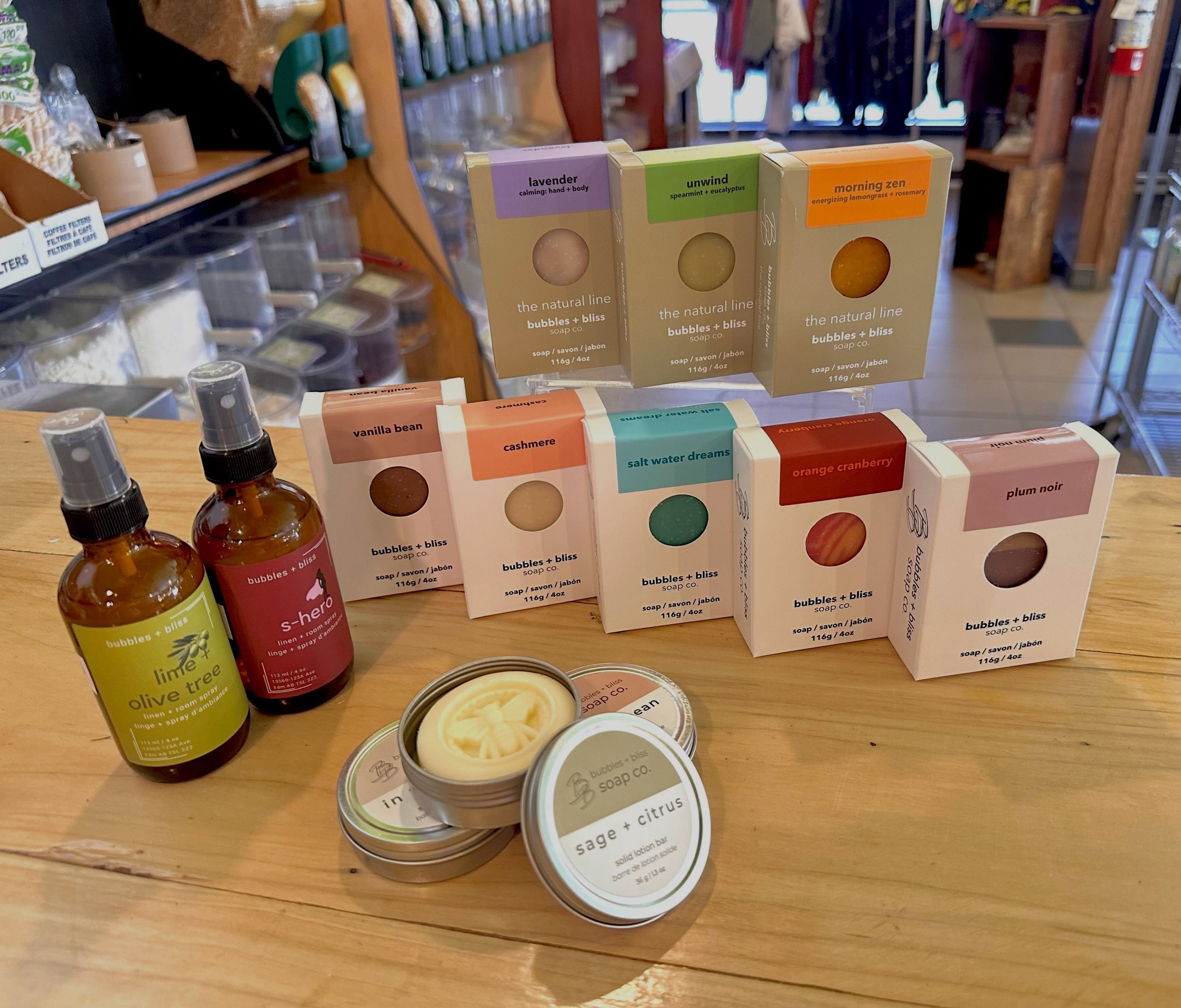 We&rsquo;ve got some awesome new soaps, linen sprays and solid lotion bars in stock by @bubblesandblisssoaps 

Come in to check them out!