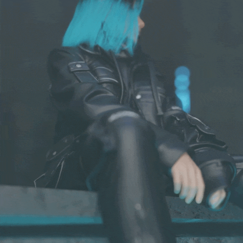 Woman Sitting on a rooftop in a cyberpunk city