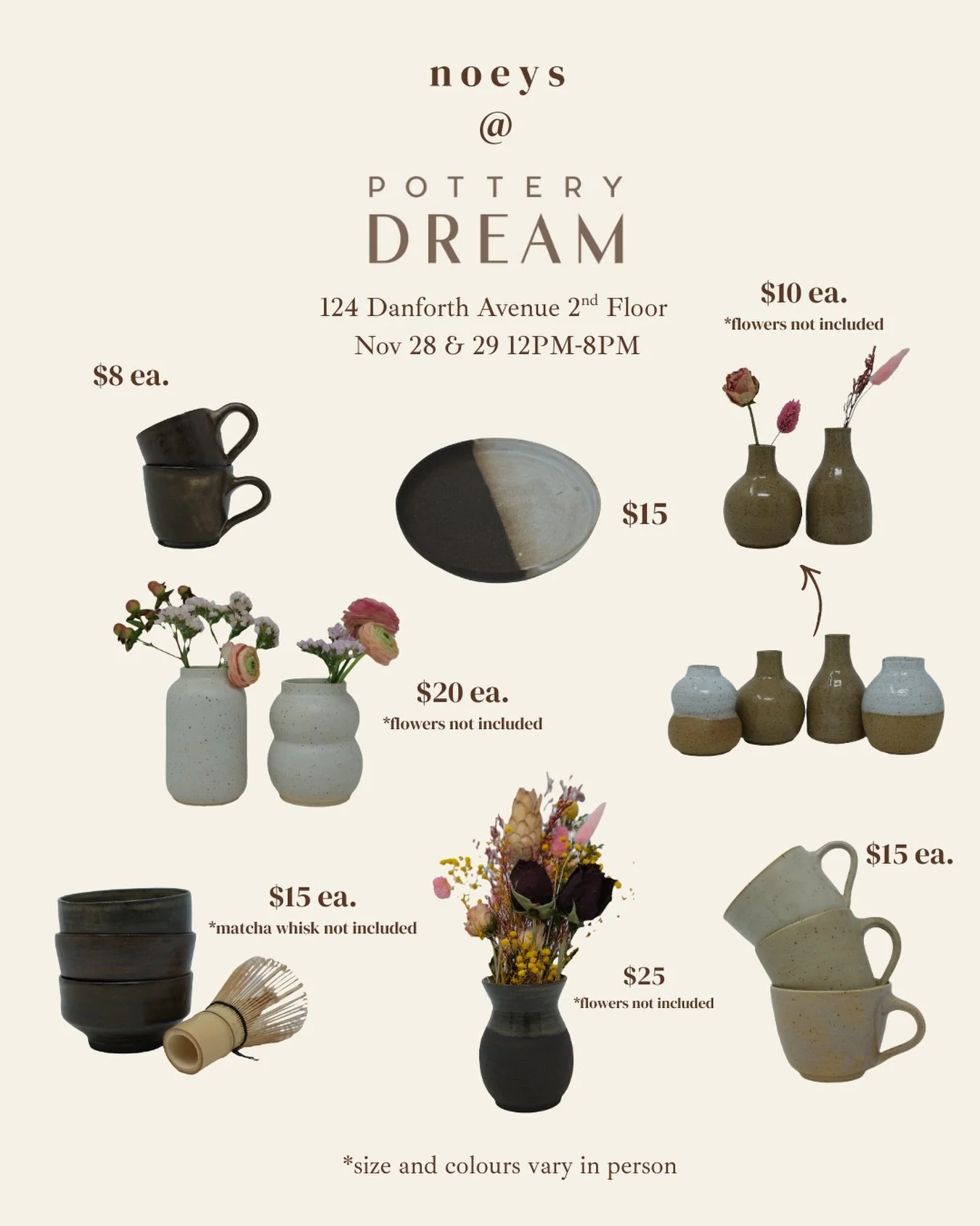 Stuff I made up for grabs at @potterydream.to&rsquo;s Holiday Market November 28 &amp; 29 12PM - 8PM. There will be hot chocolate ☕️ and other very talented people are also selling their stuff 🙌 #pottery #ceramics #sale #holidaymarket #art