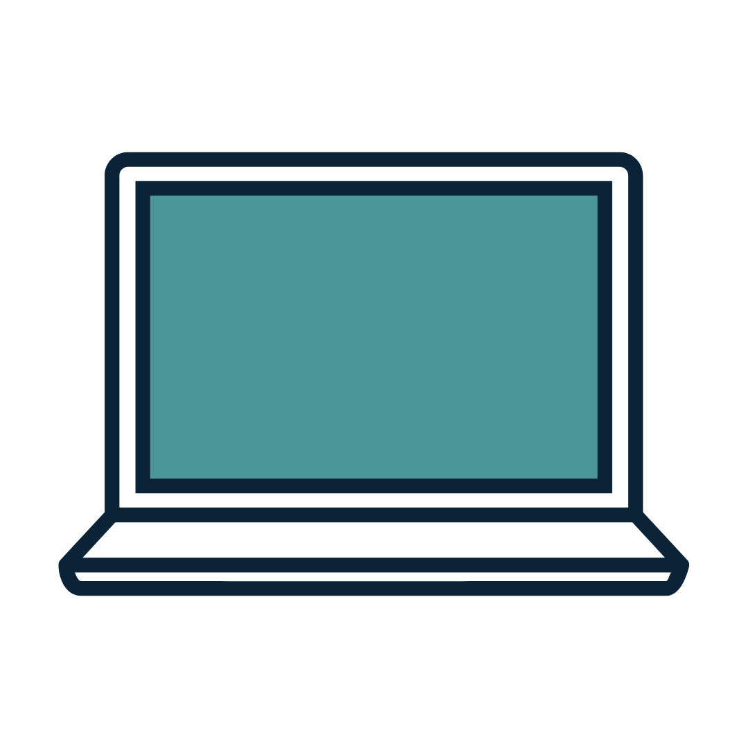 Icon of a laptop with a teal screen