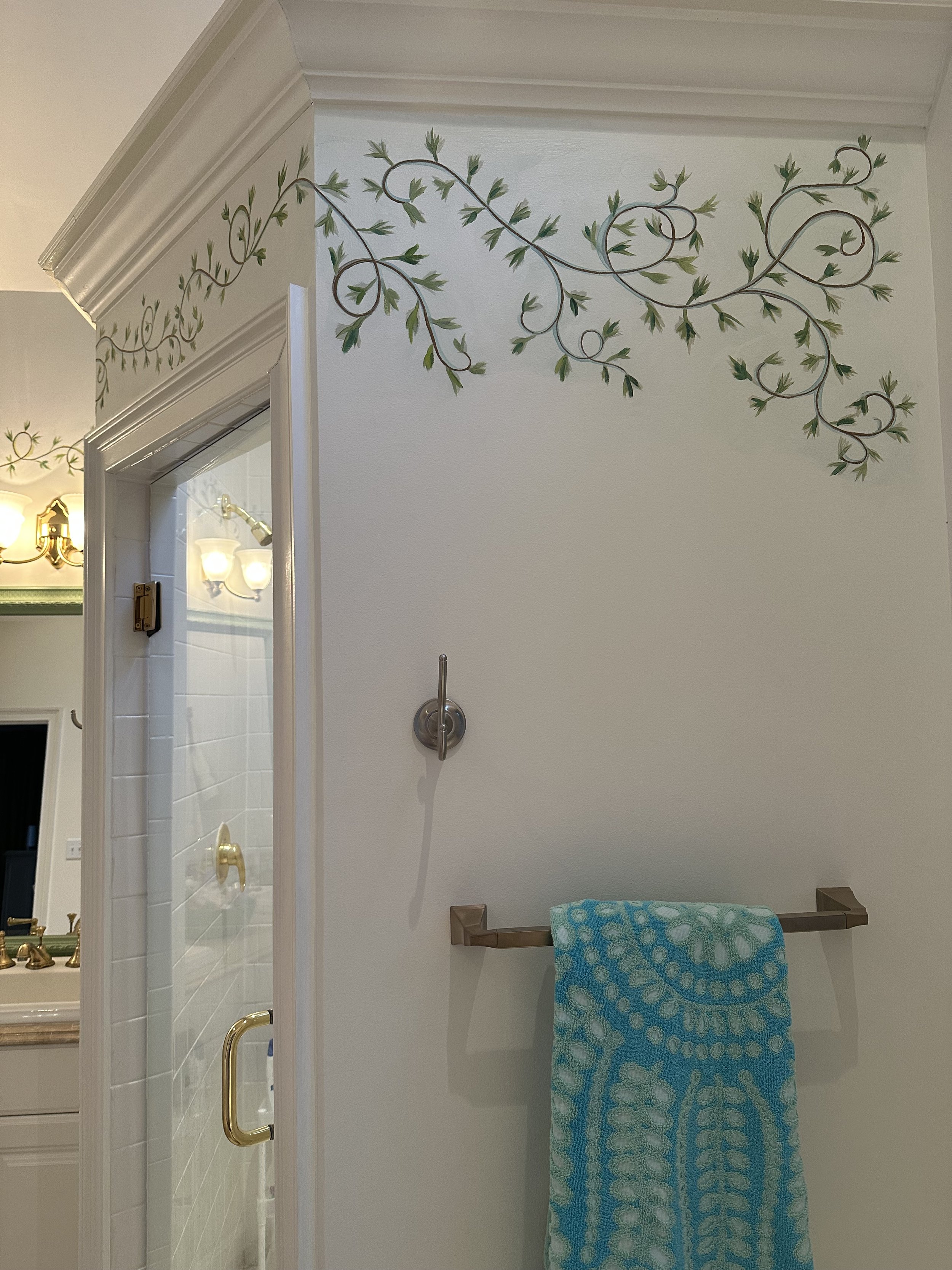 Hand painted vine mural 