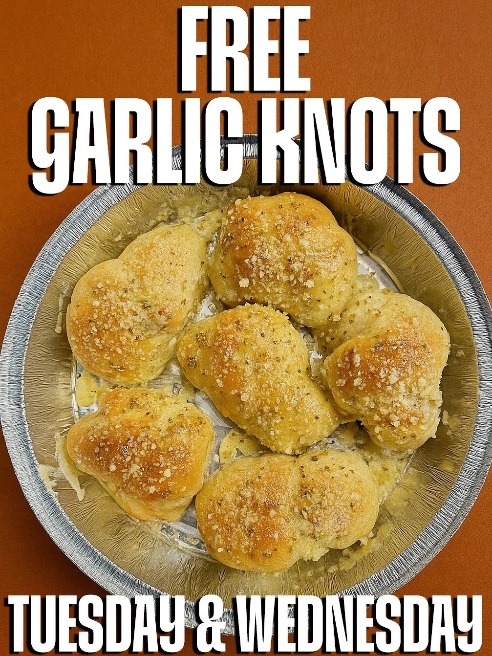 Starting tomorrow&hellip; you can get a free order of Garlic Knots on Tuesday and Wednesday when you spend $20‼️

Honestly, it&rsquo;s the perfect addition to a pizza and some cookies. Plus&hellip; it&rsquo;ll be free. So that&rsquo;s pretty neat.

✅