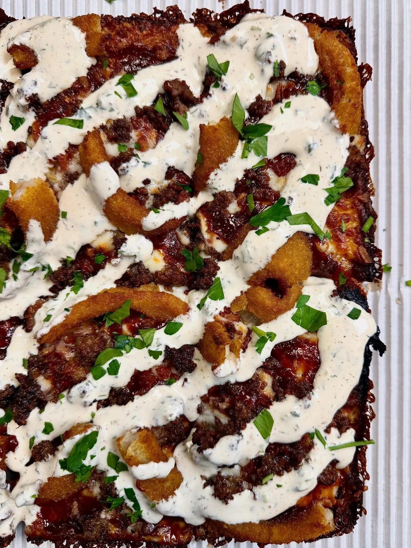 IT&rsquo;S NATION CHAMPIONSHIP NIGHT‼️

So, let&rsquo;s kick off our next special &ldquo;Saved By The Sauce&rdquo;

Cheese, BBQ Sauce, Burger, Bacon, Onion Rings, Ranch Drizzle, Parsley 

It slaps as the children say. Or smacks? It either slaps or sm