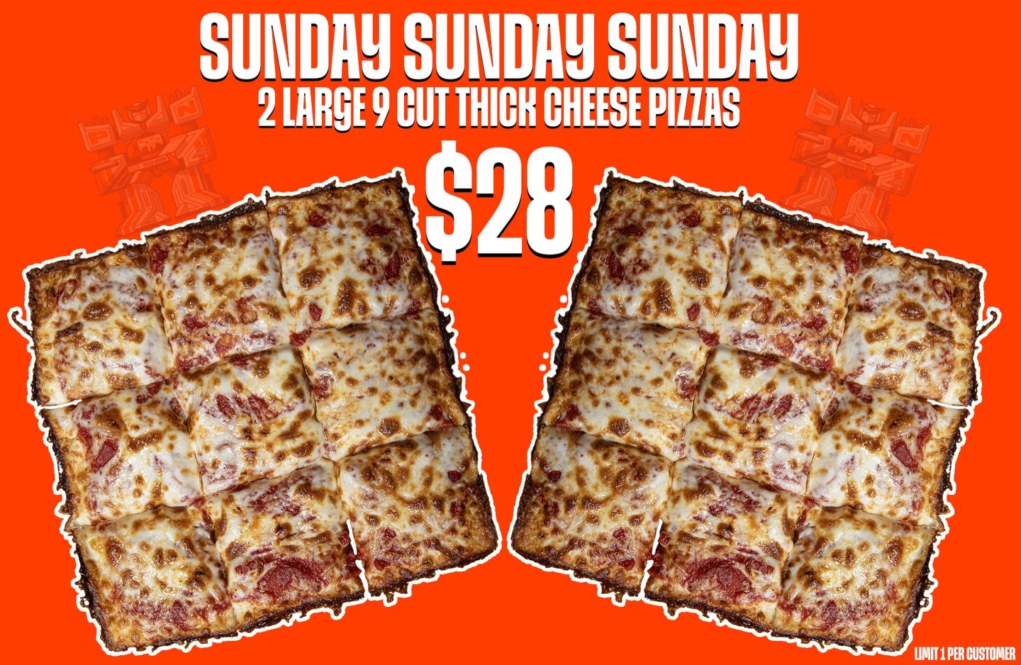 Woo! Another Sunday is upon us!

So it&rsquo;s time for 2 Large Cheese Pizzas for $28‼️

Cover dinner and Monday lunch?! Well, that&rsquo;s pretty neat.

Ok love you bbbbbyyyyyyeeeeeeeeee

#cheesepizza #pizzagram #pizzaislove #gahannaohio #columbusoh