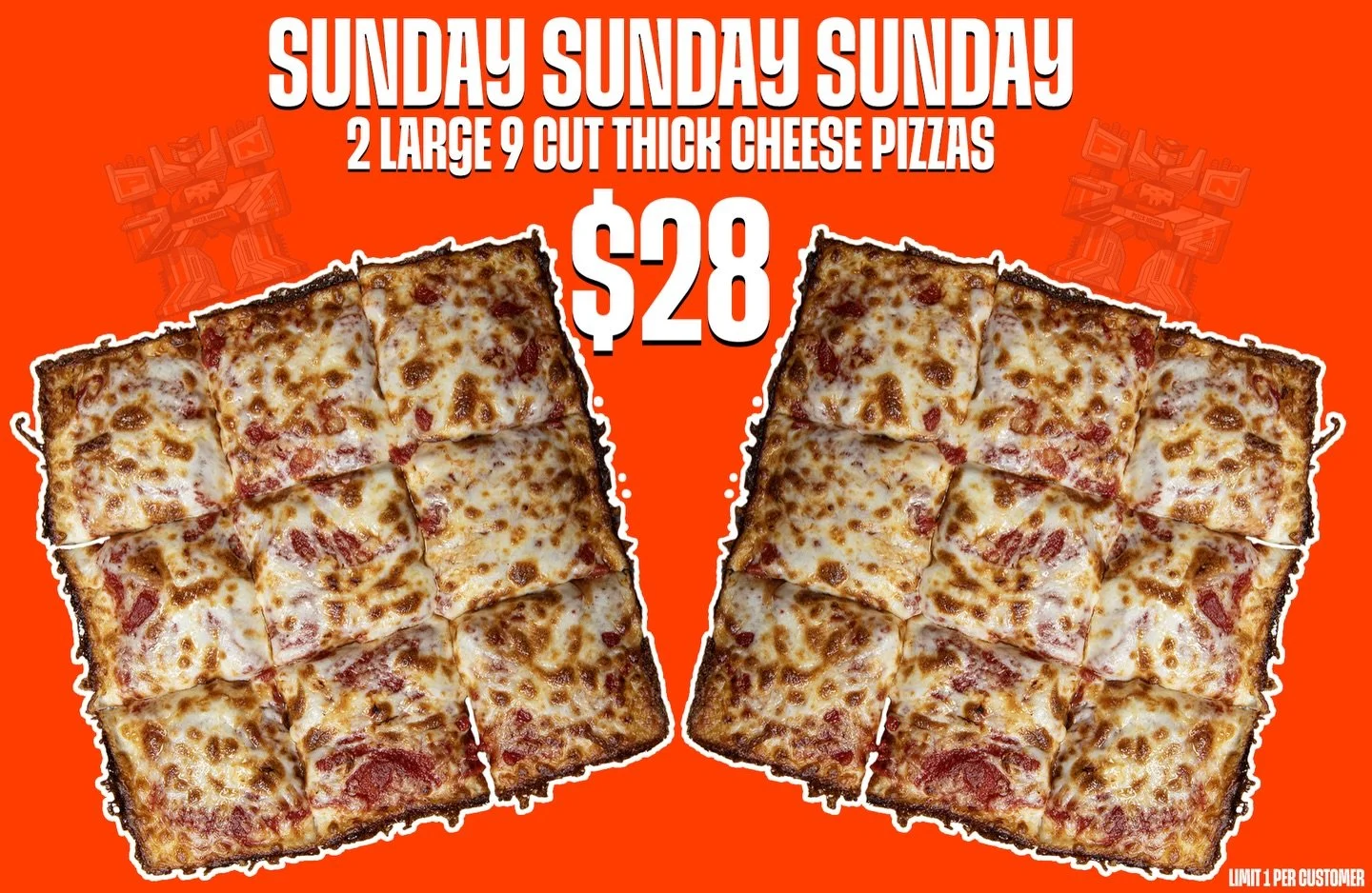 Woo! Another Sunday is upon us!

So it&rsquo;s time for 2 Large Cheese Pizzas for $28‼️

Cover dinner and Monday lunch?! Well, that&rsquo;s pretty neat.

Ok love you bbbbbyyyyyyeeeeeeeeee

#cheesepizza #pizzagram #pizzaislove #gahannaohio #columbusoh