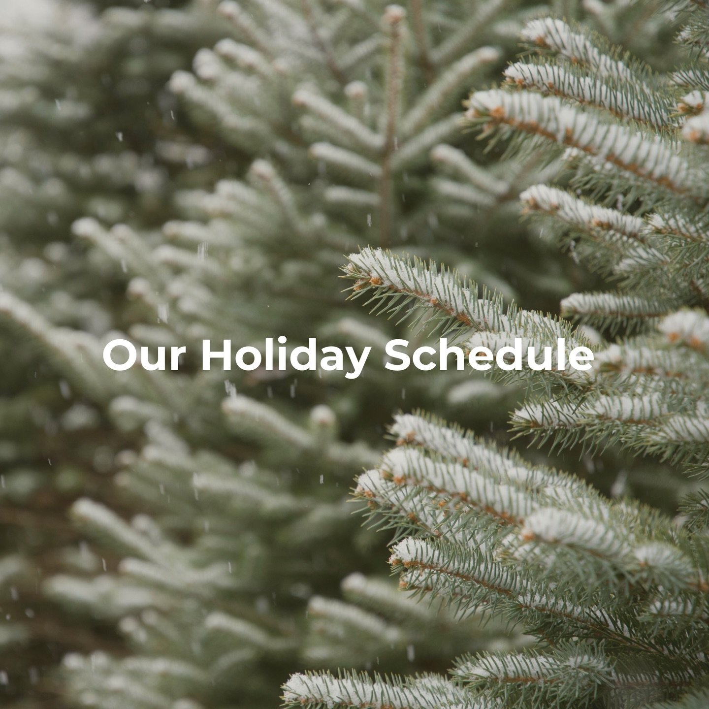 ✨Before things get too busy, here&rsquo;s a snapshot of our December schedule✨

We will be closed for vacation December 15th&ndash;22nd, and have added extra hours on Sunday, December 14th for those wanting to get in before our time away!

Holiday Sc