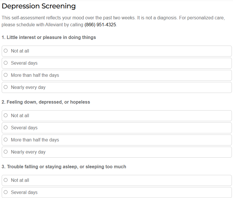 alleviant depression screener preview