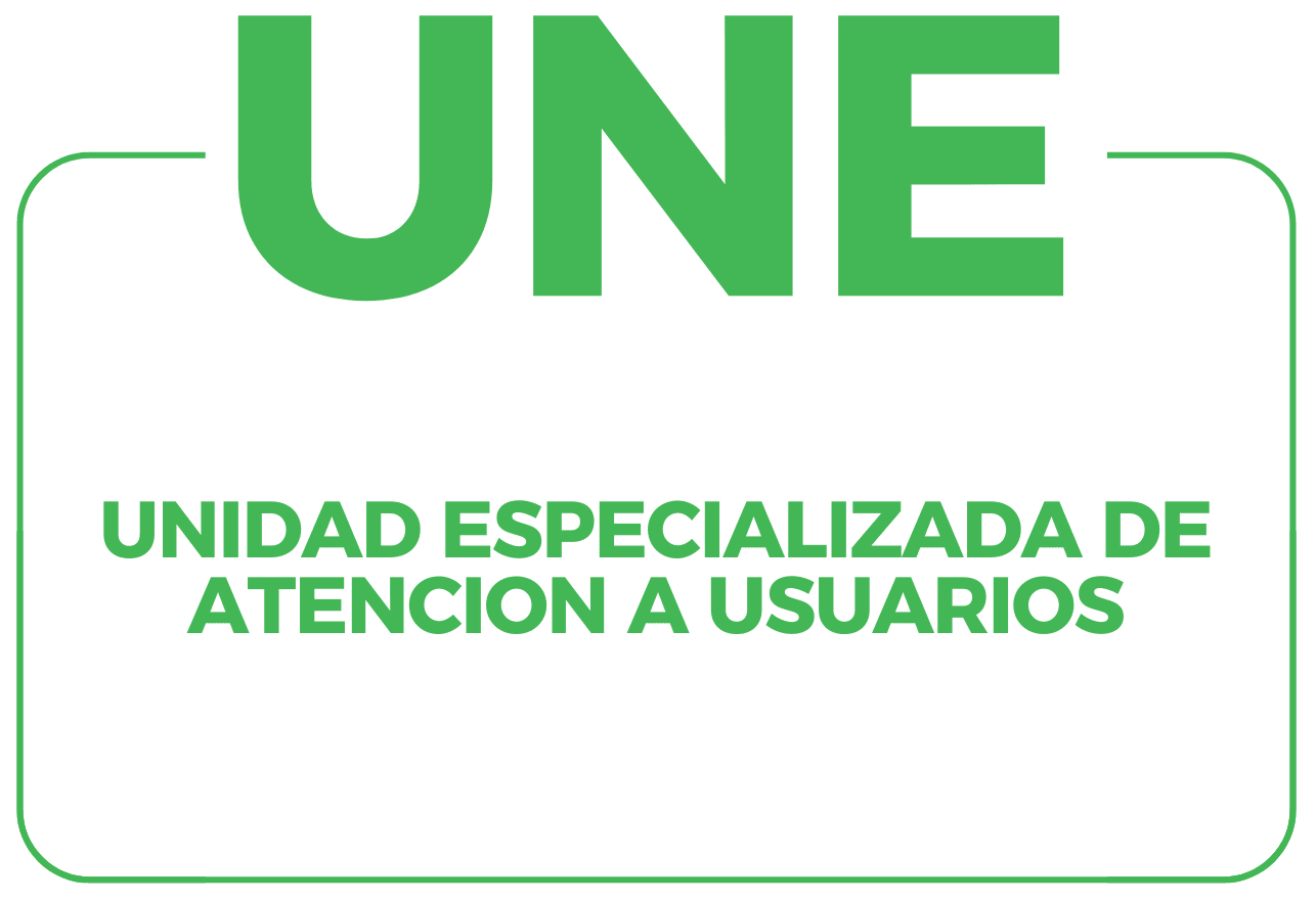 Cartel con texto en color verde que dice: "ÚNETE. Unidad especializada de atención a usuarios".