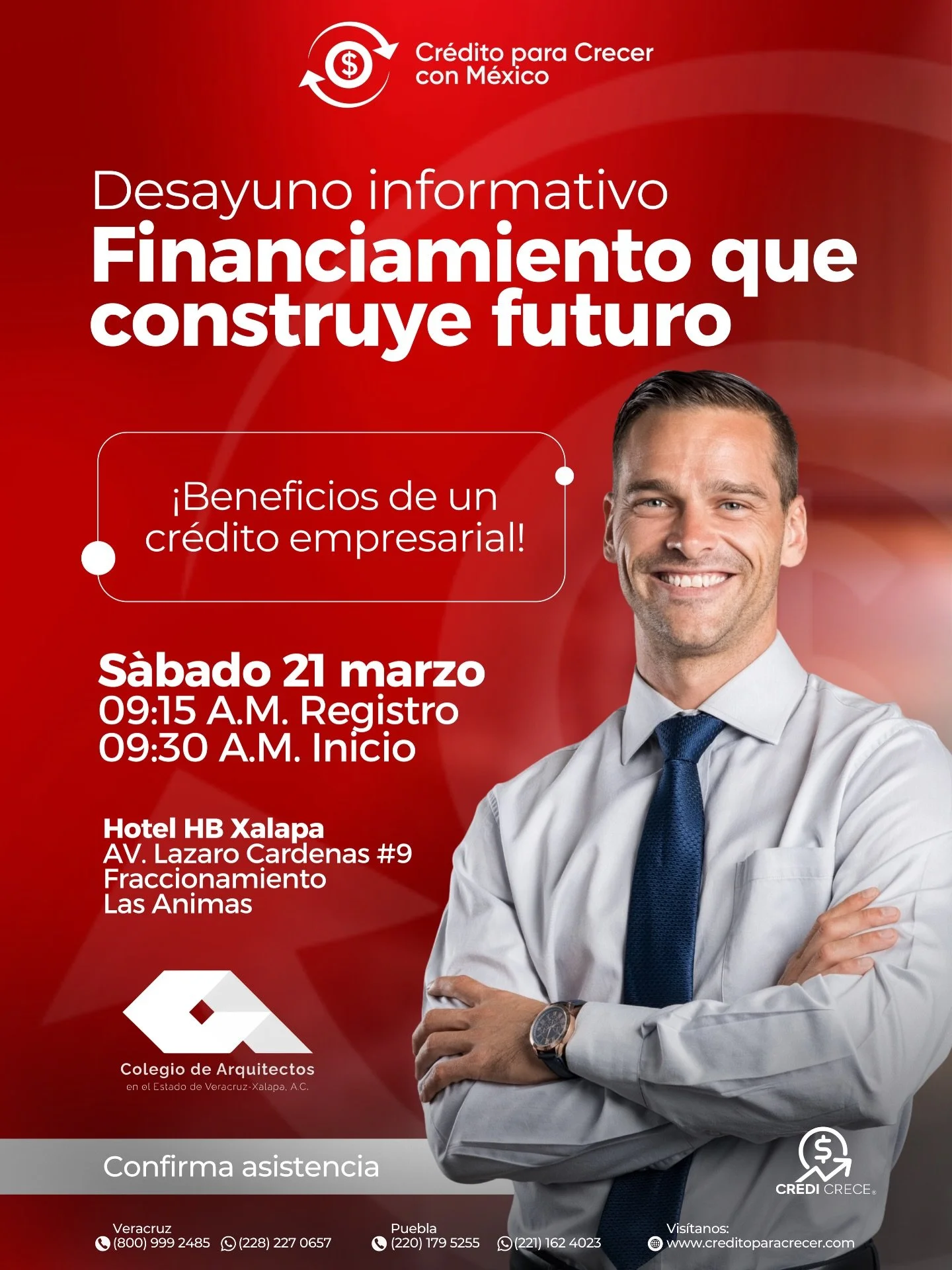 Te invitamos al desayuno Informativo, donde conocer&aacute;s los beneficios de un cr&eacute;dito empresarial dise&ntilde;ado para impulsar el crecimiento de tu proyecto.

📅 S&aacute;bado 21 de marzo
🕘 09:15 A.M. Registro | 09:30 A.M. Inicio
📍 Hote