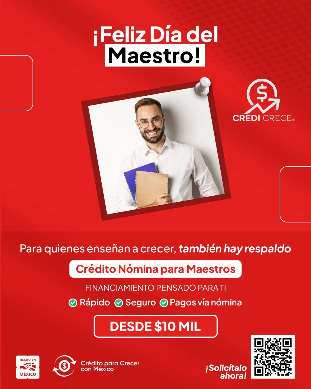 Hoy celebramos a quienes ense&ntilde;an a crecer. 🎓💳

Con nuestro Cr&eacute;dito N&oacute;mina, los maestros pueden acceder a financiamiento r&aacute;pido, seguro y con pagos v&iacute;a n&oacute;mina