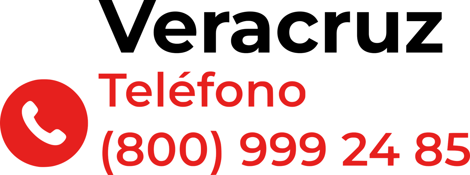 Icono de teléfono de color rojo junto con el número de teléfono (800) 999 24 85 en texto rojo.