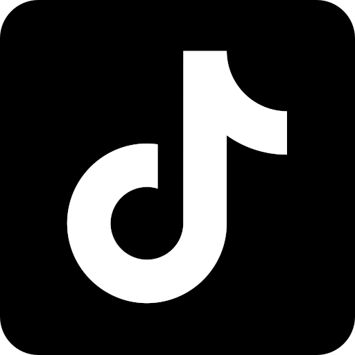 Logotipo de la aplicación TikTok en fondo negro.