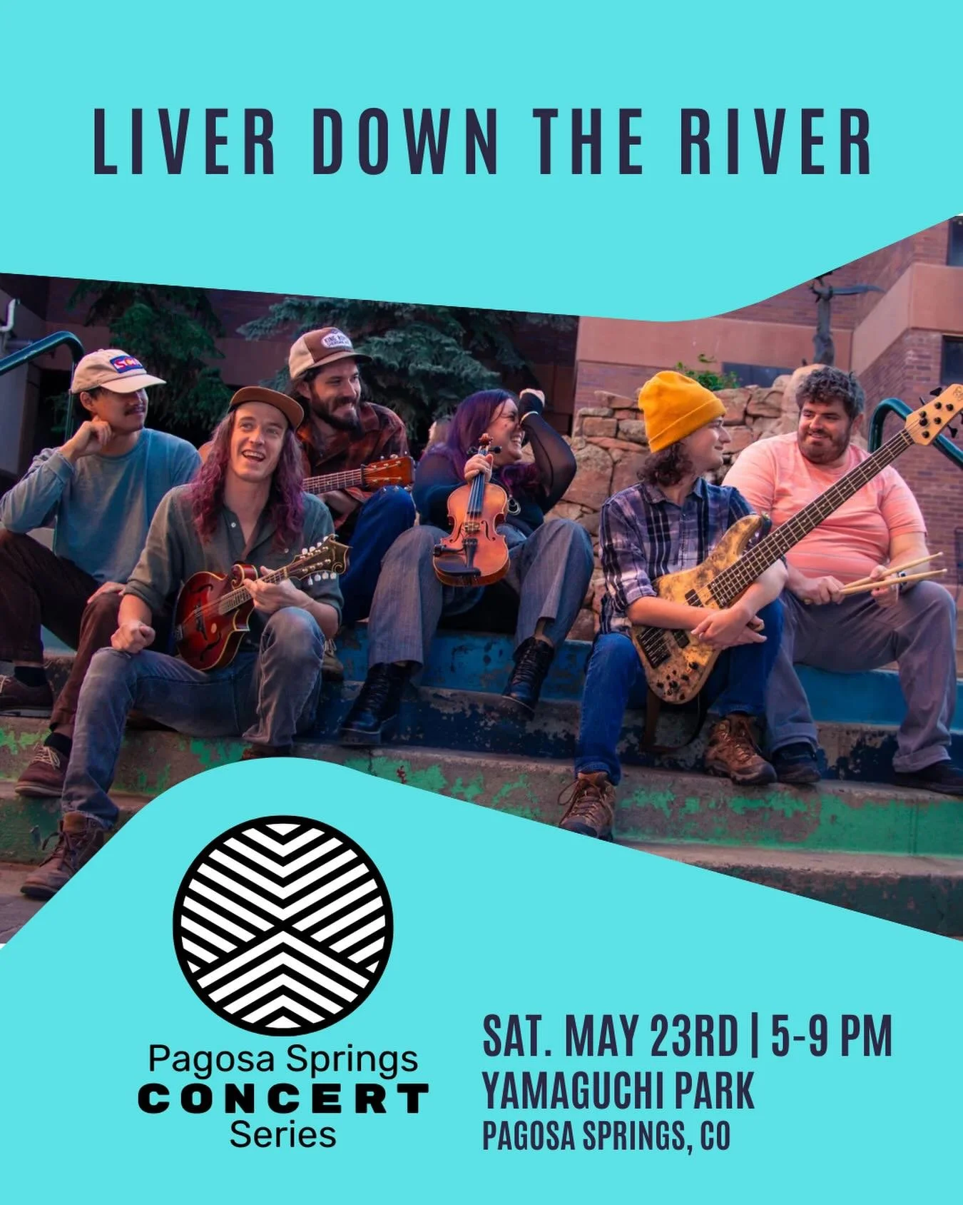 SAT MAY 23rd @pagosa.concert.series 
5-9pm FOOD MUSIC ART VENDORS DRINKS
Feat. music by @liverdowntheriver 
Yamaguchi Park, Pagosa Springs CO

$10 presale / $15 day of show
Rain or Shine

*under 18 FREE
*must be 21+ w/ valid ID to purchase alcohol
*N