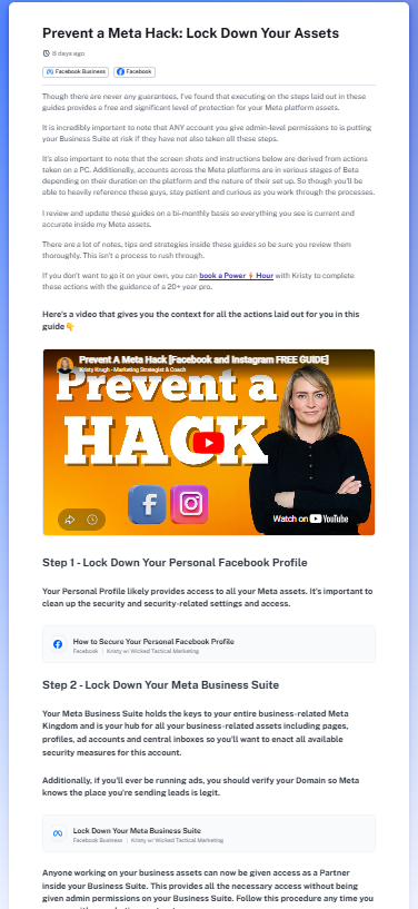Image of the prevent a meta hack guide by Kristy Krugh with wicked tactical marketing