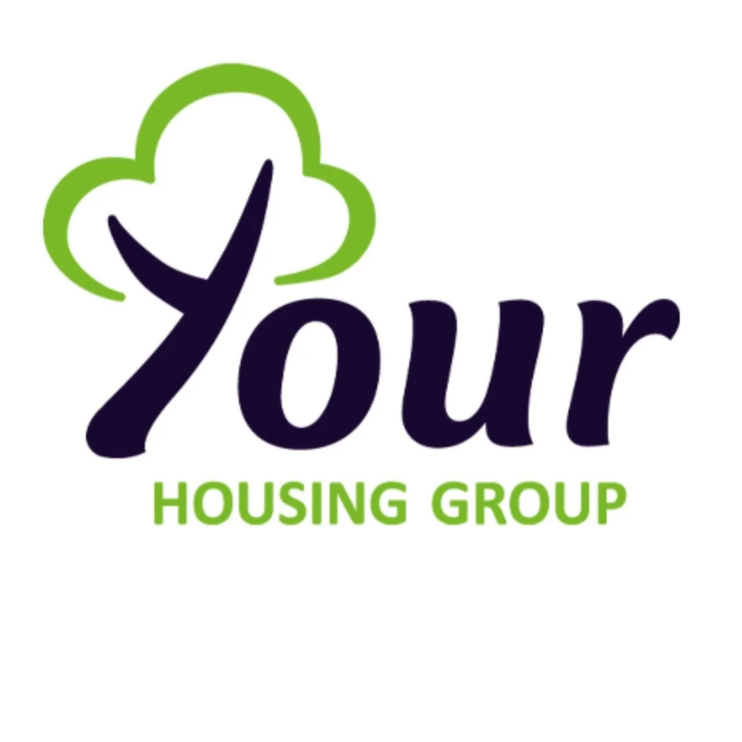 Logo for Your Housing Group with a green and black color scheme, featuring a stylized cloud and check mark.