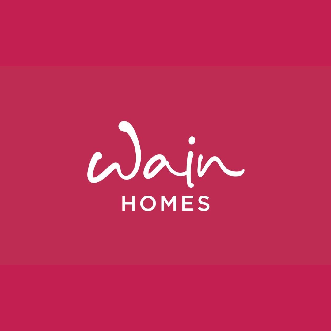 Pink background with white text reading 'Wain Homes' in a handwritten style.